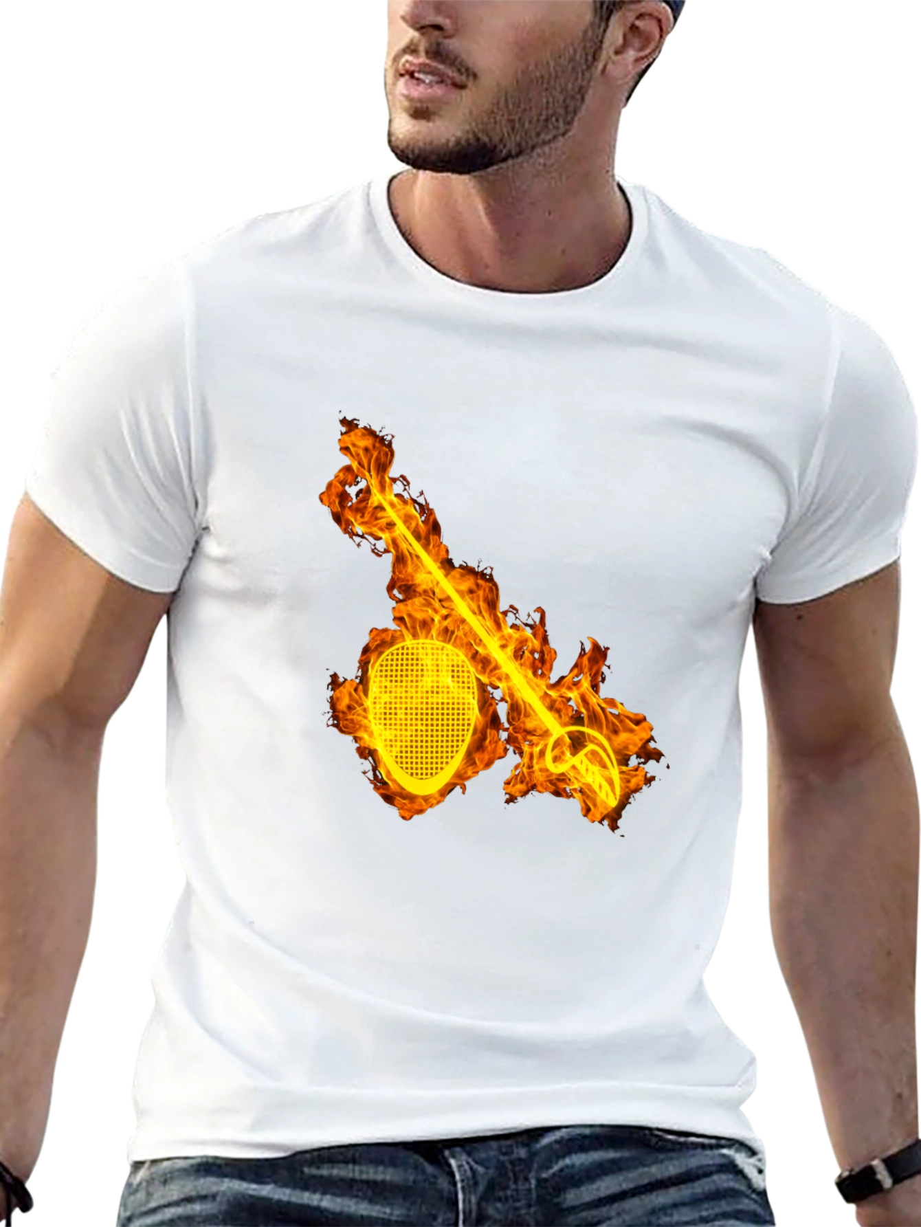 Flaming Fencing T-Shirt - Black Graphic Tee