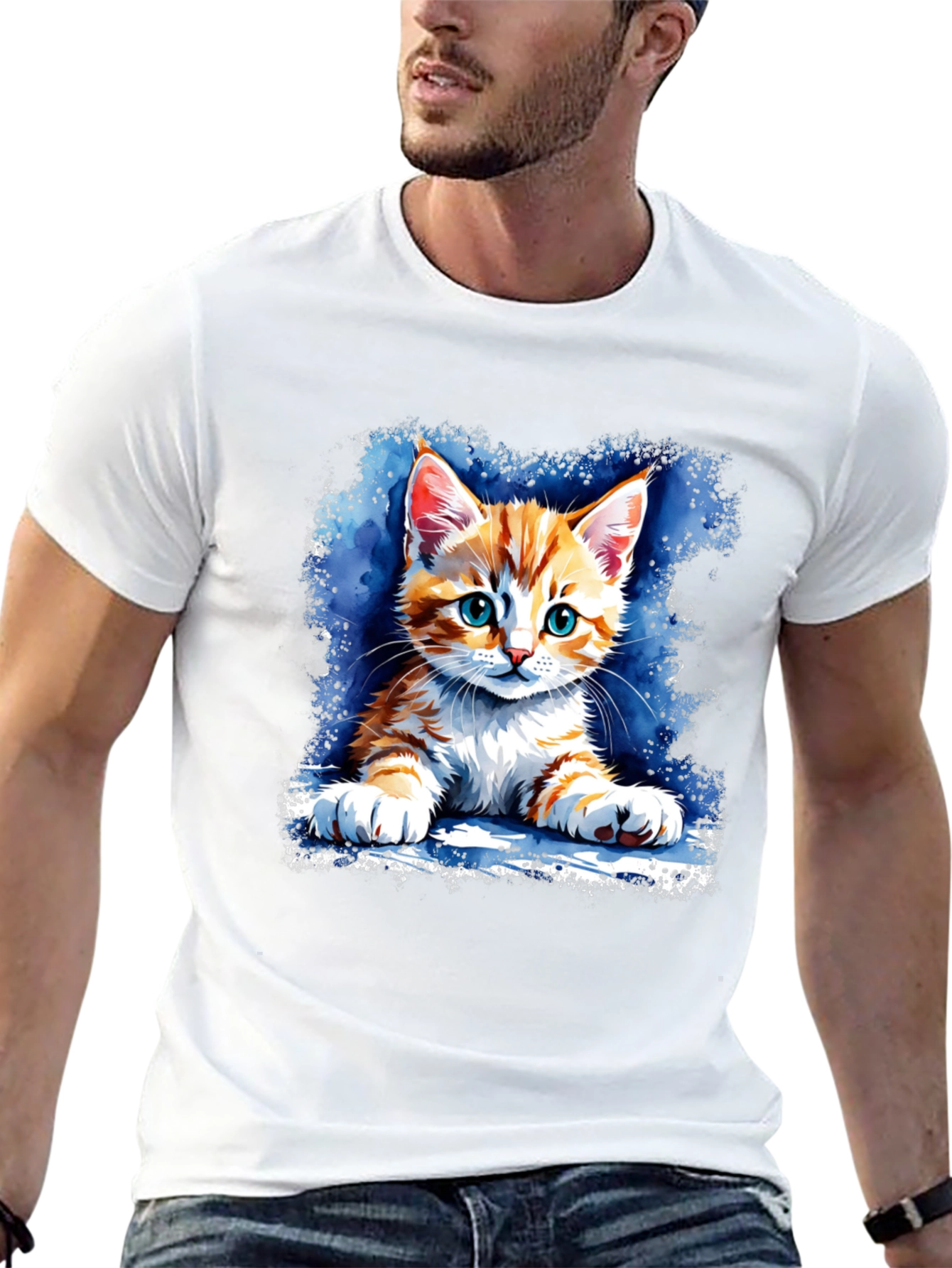 Cute Kitten Graphic Black T-Shirt