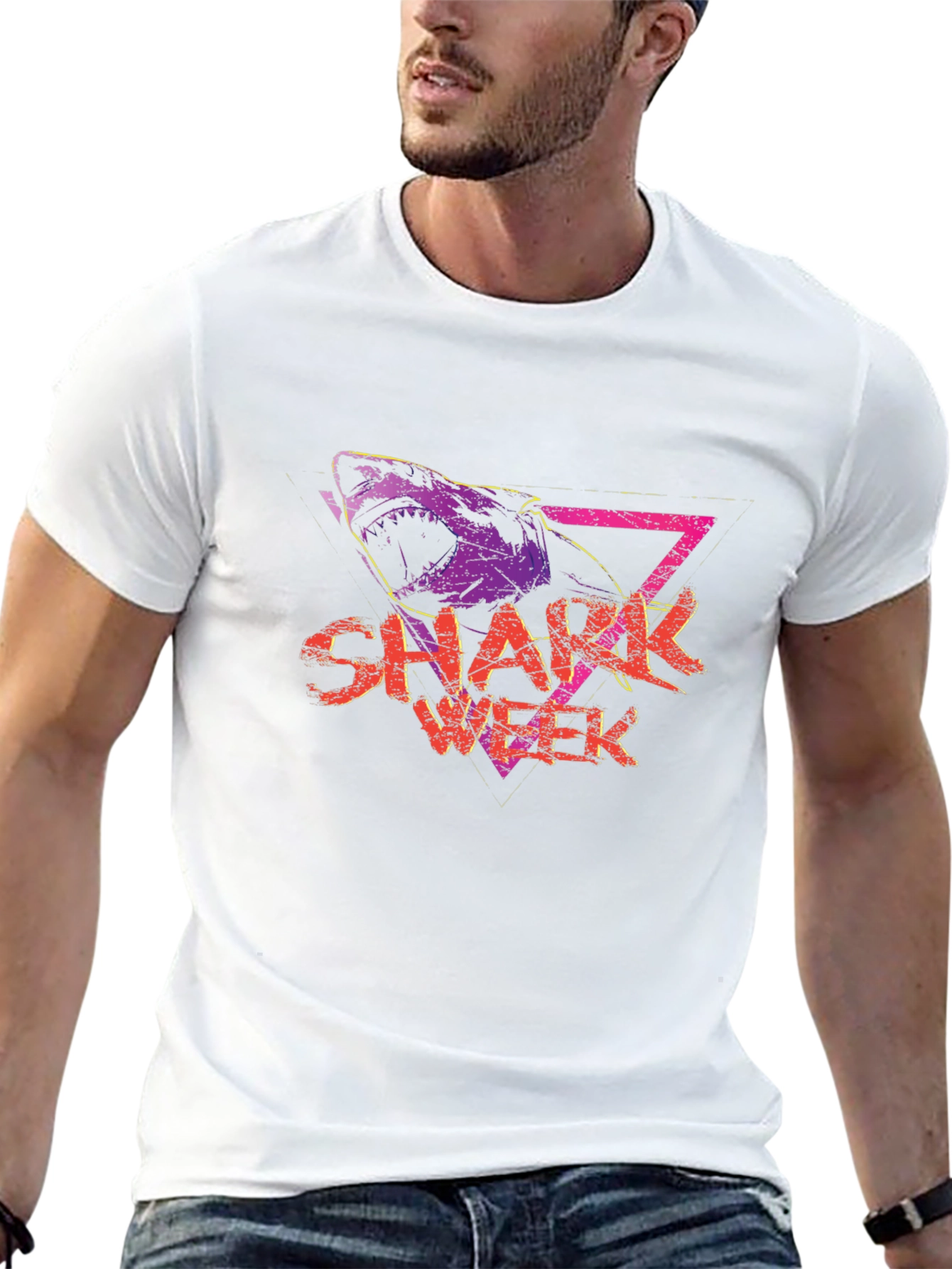 Shark Week Graphic Tee - Retro Style Black T-Shirt