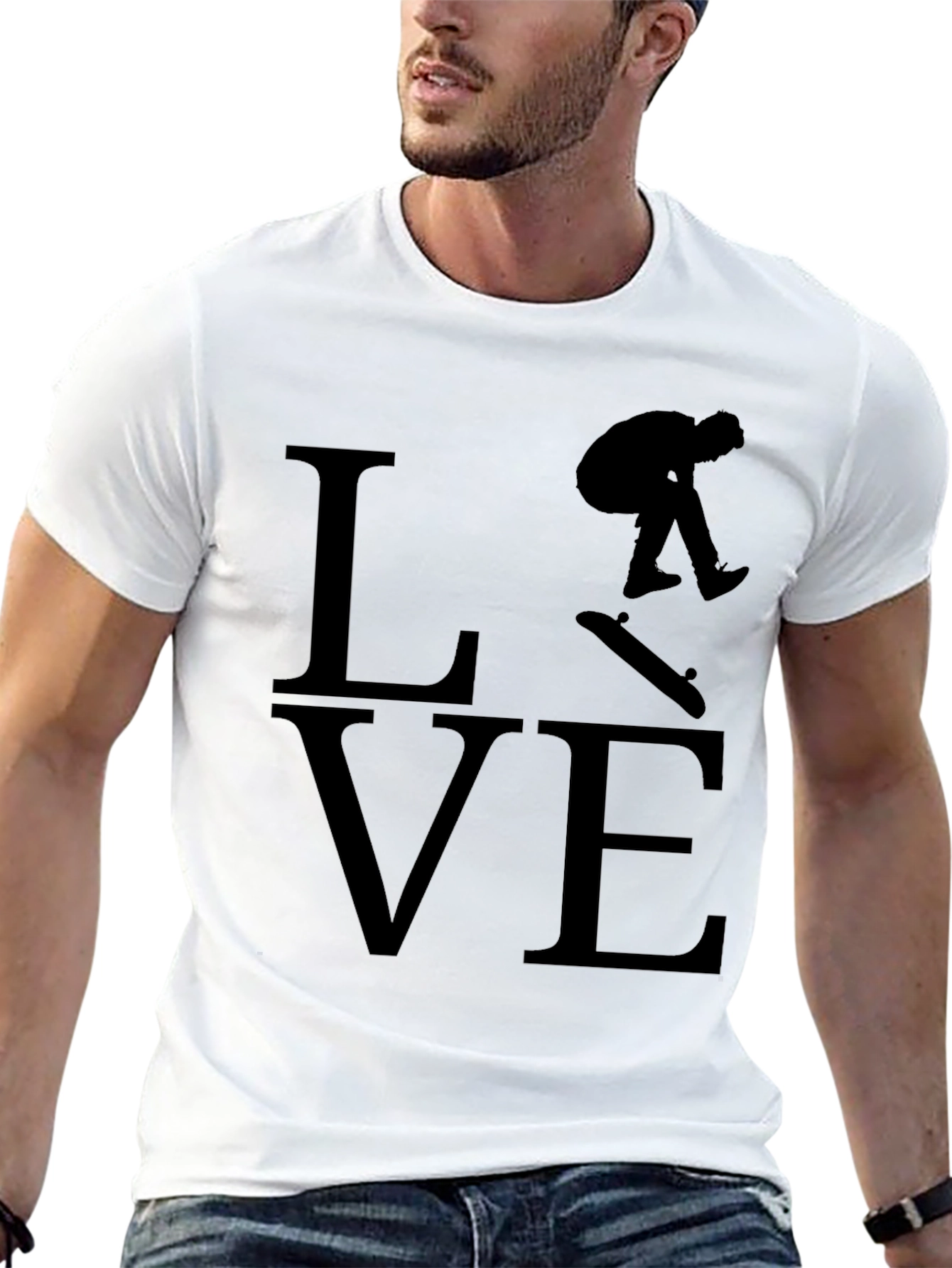 Skateboarding Love Black Graphic Tee