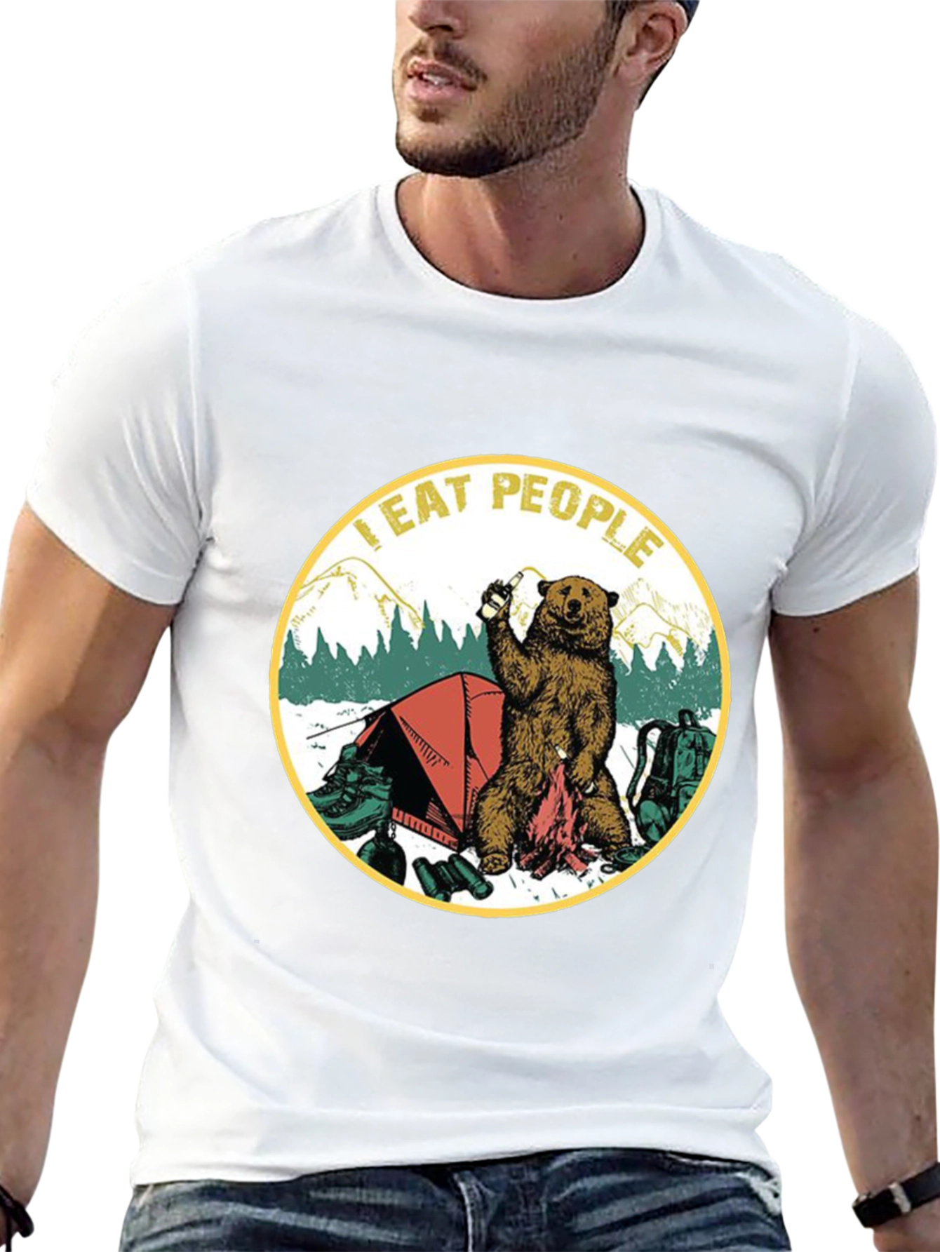 I Eat People Bear Camping Graphic T-Shirt