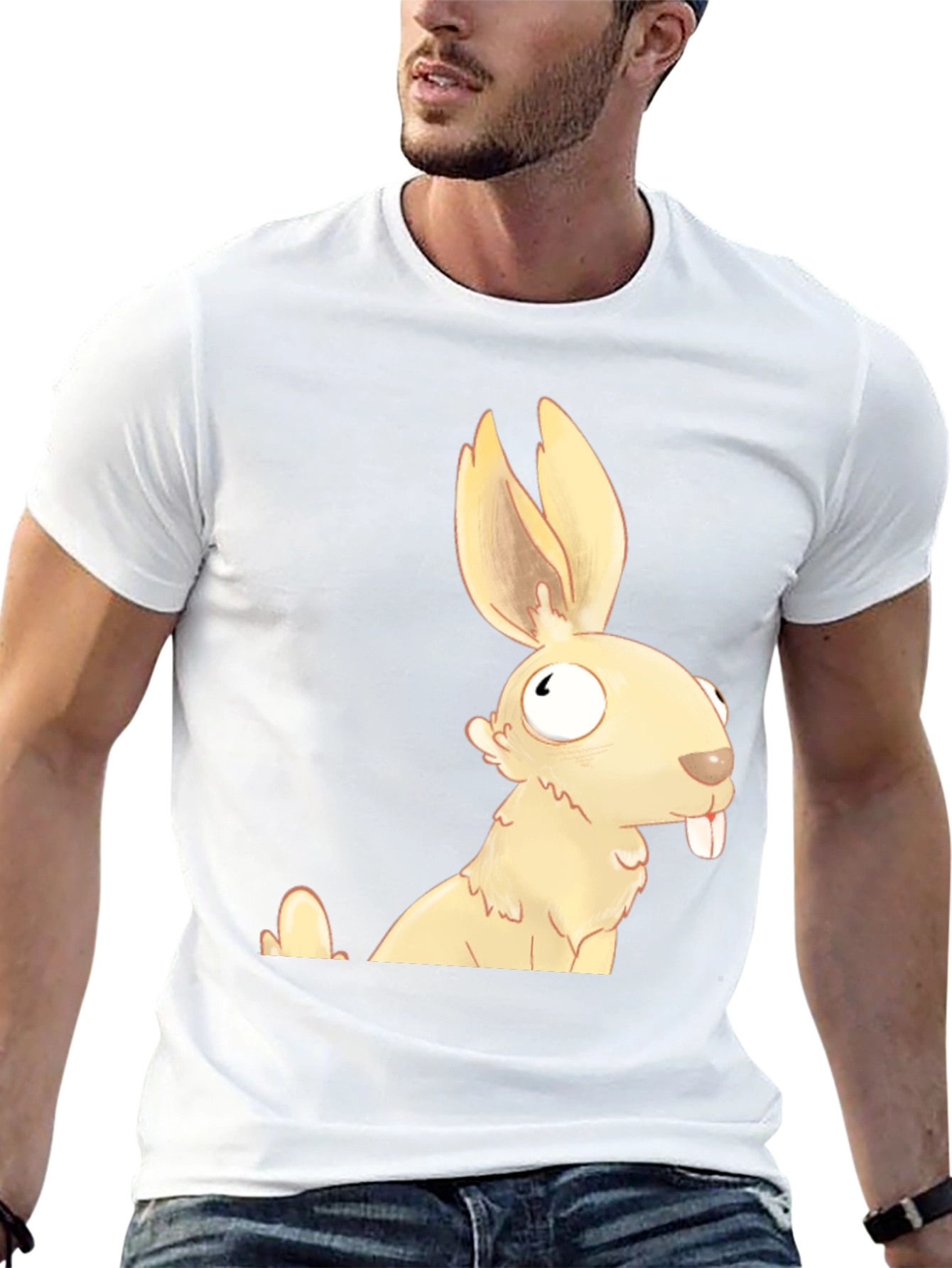 Funny Cartoon Rabbit Graphic T-Shirt