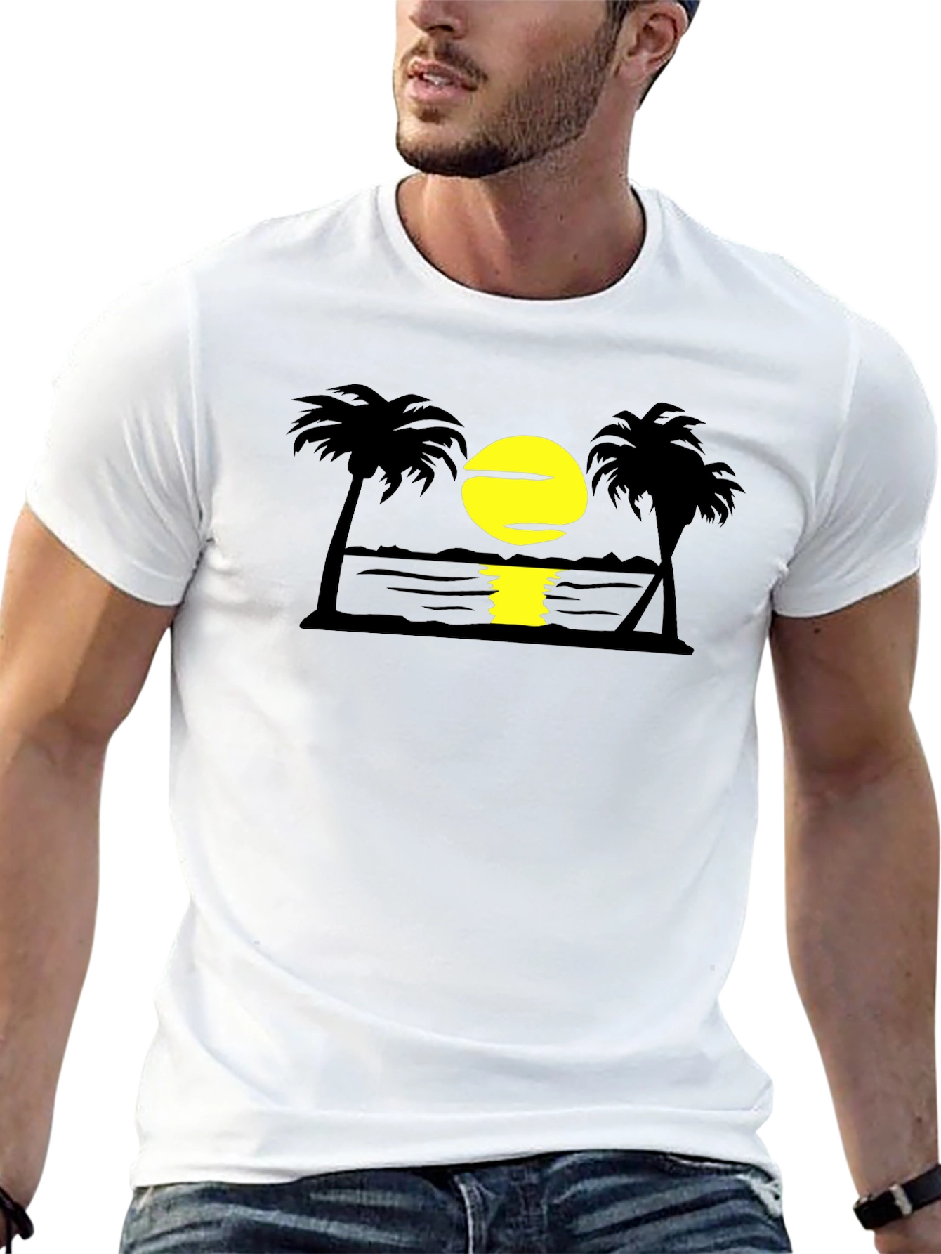Sunset Beach T-Shirt | Palm Tree Graphic Tee