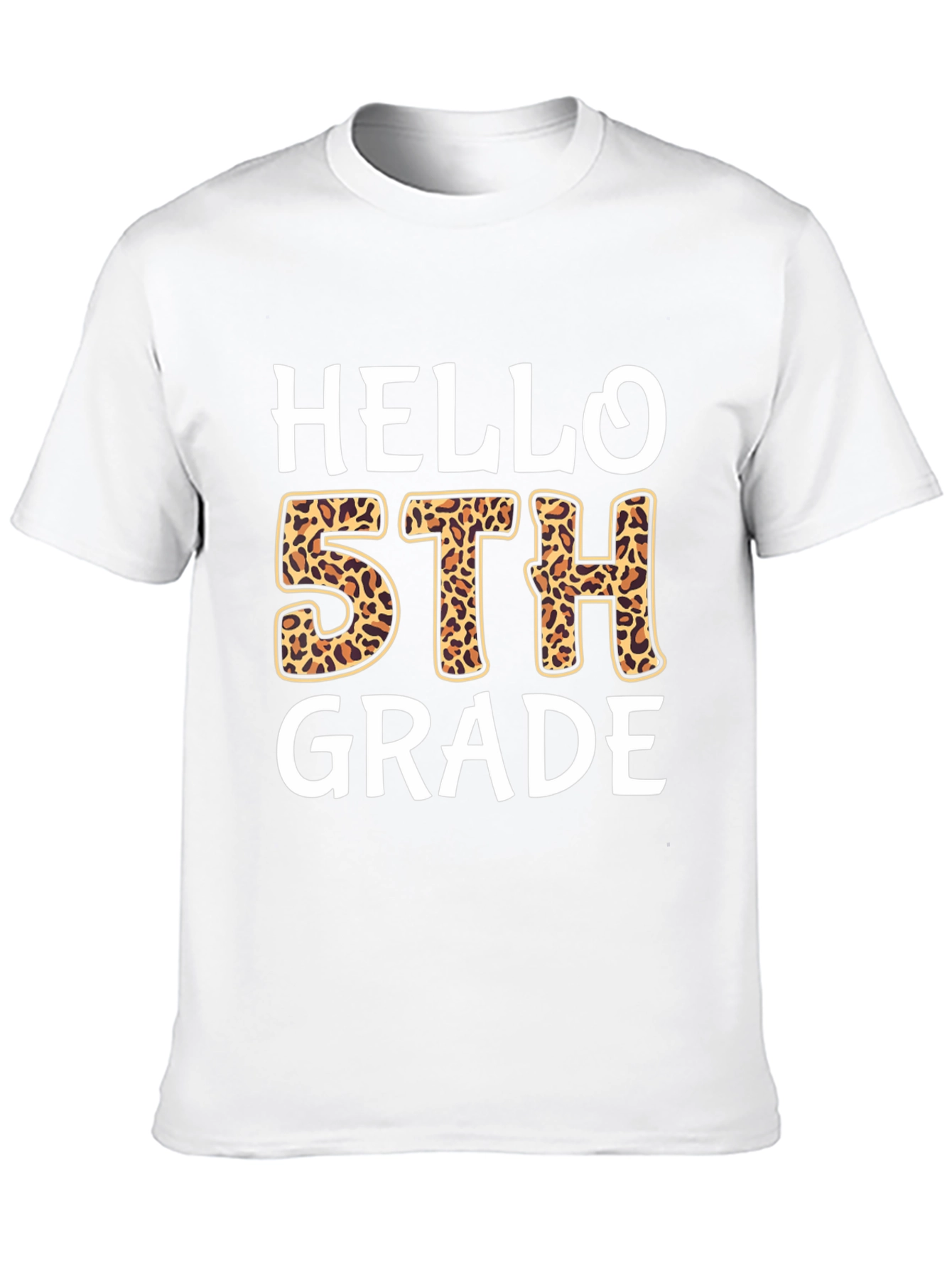 Hello 5th Grade Leopard Print T-Shirt