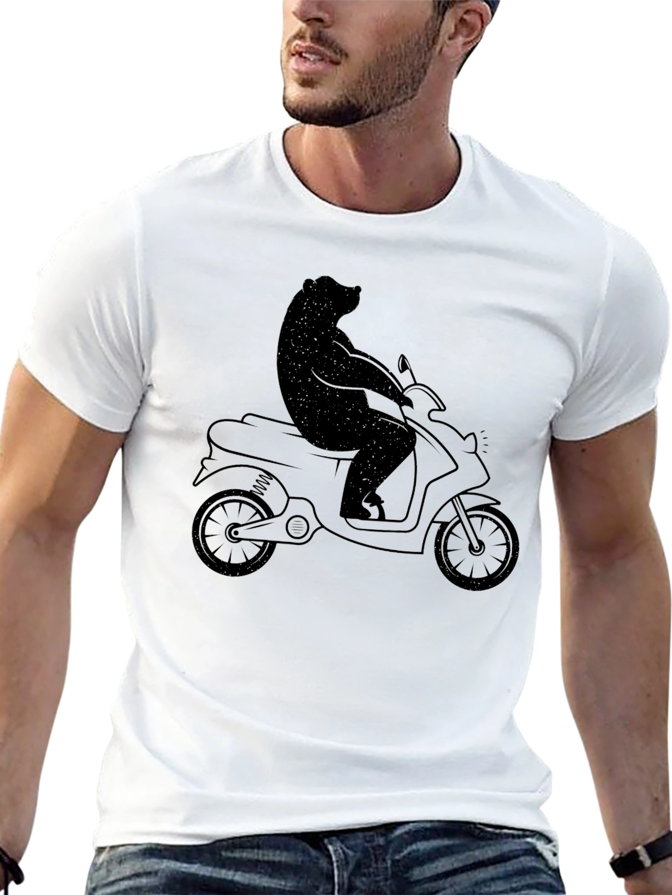 Bear on Scooter Graphic Tee - Black