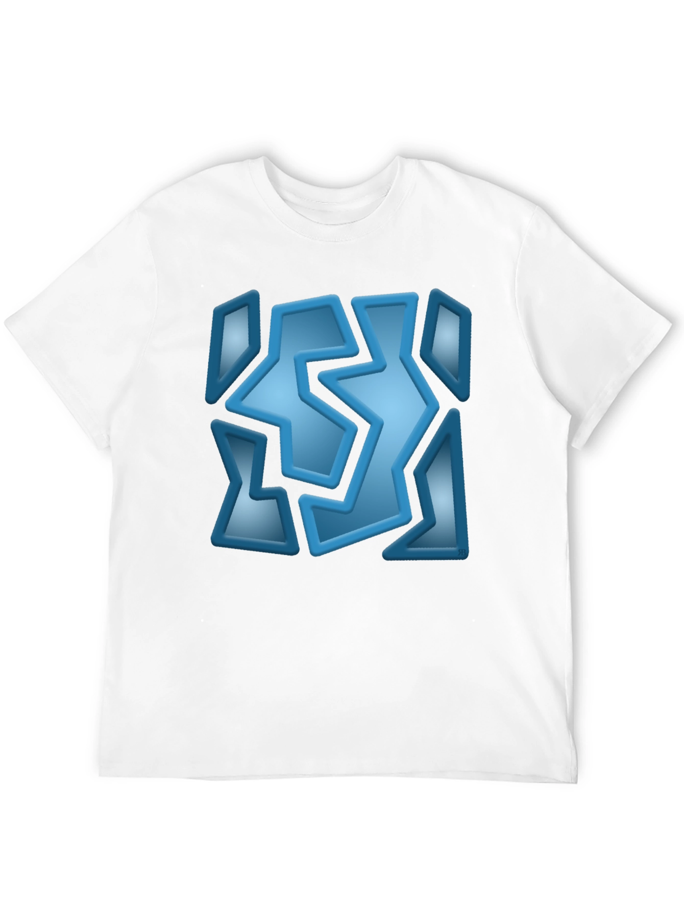 Abstract Blue Graphic Print Black T-Shirt