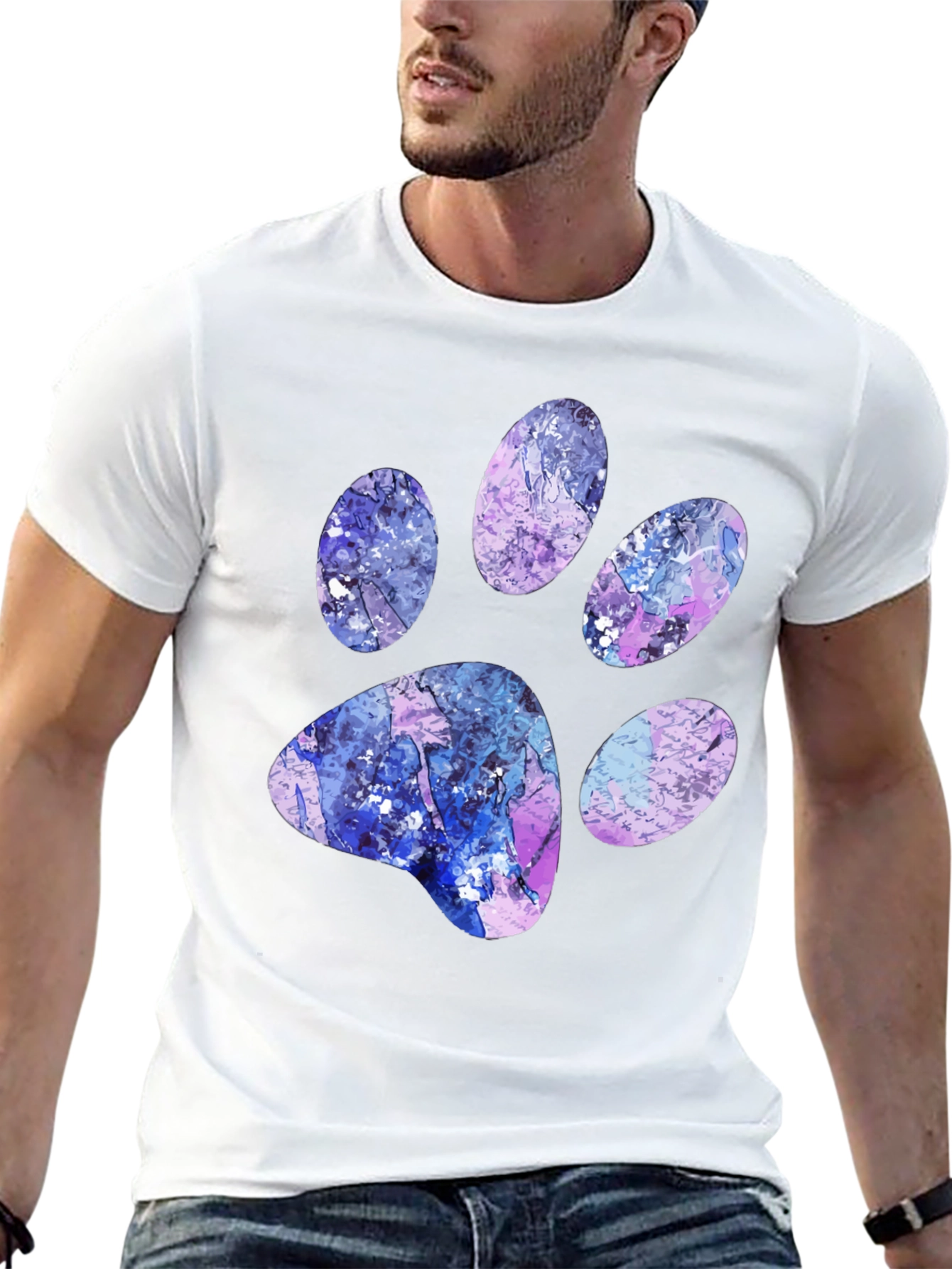 Abstract Paw Print Black T-Shirt