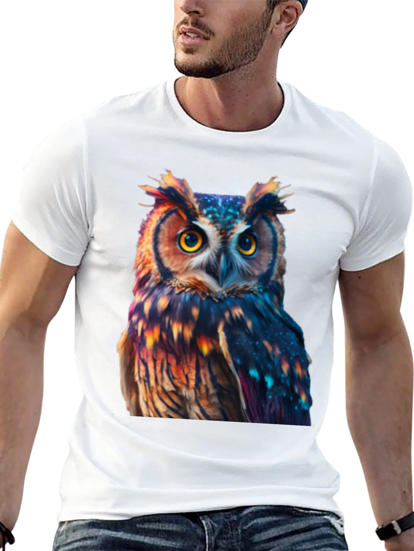 Owl Print Black T-Shirt