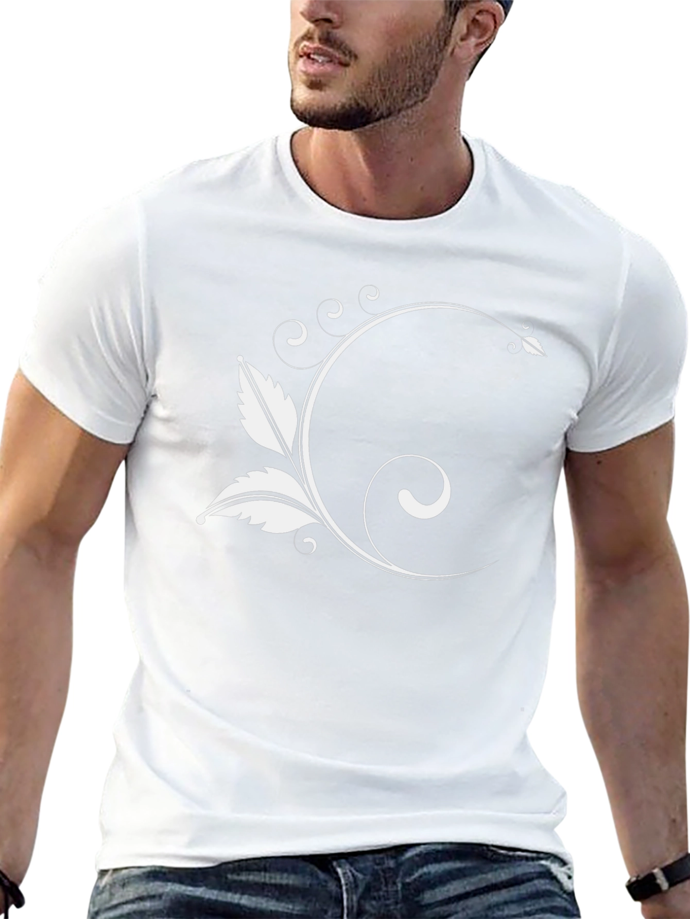 Elegant Floral Graphic Black T-Shirt