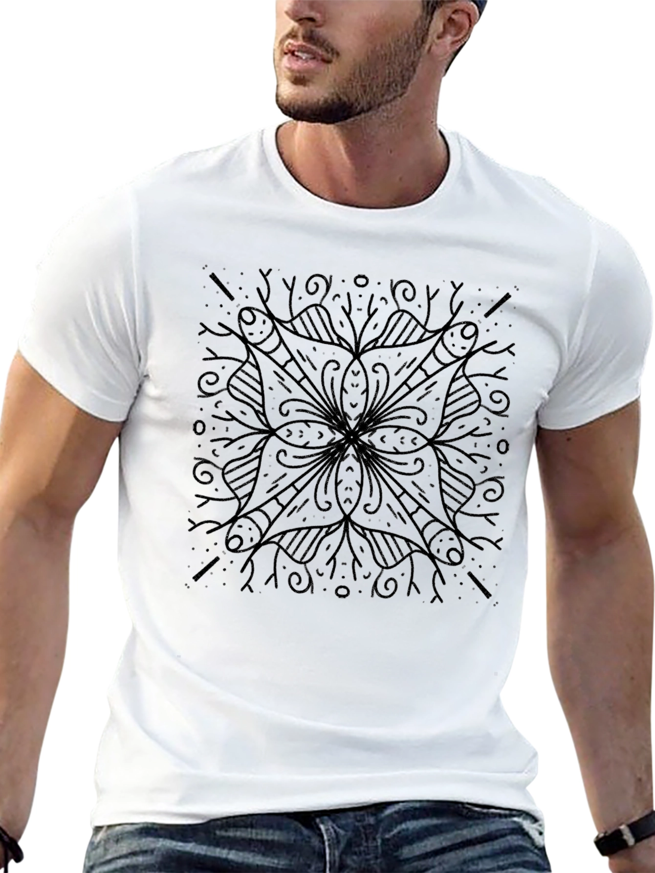 Abstract Graphic Tee - Soft Black Cotton Shirt