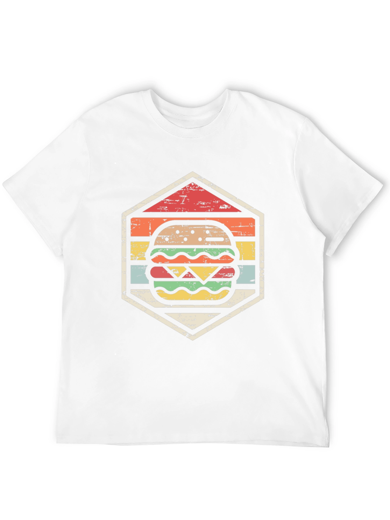 Retro Burger Graphic Tee - Black Cotton T-Shirt