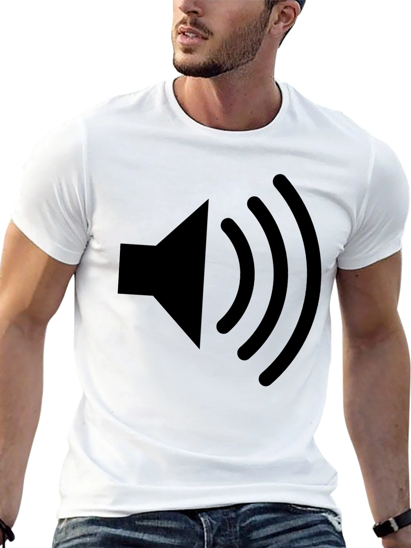 Speaker Volume Graphic Tee - Black Cotton T-Shirt