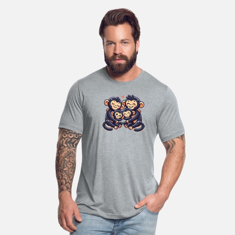 Chimpanzee Family Mother And Father With Two Kids