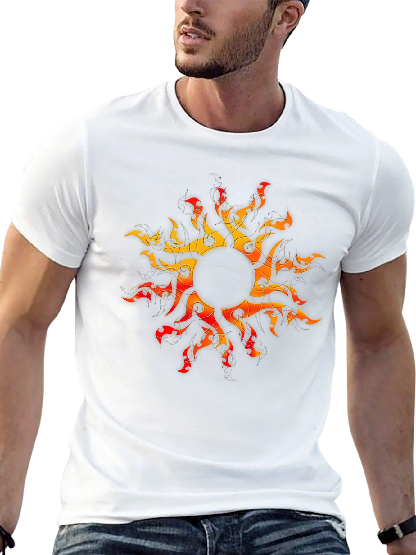 Fiery Sun Graphic Black T-Shirt