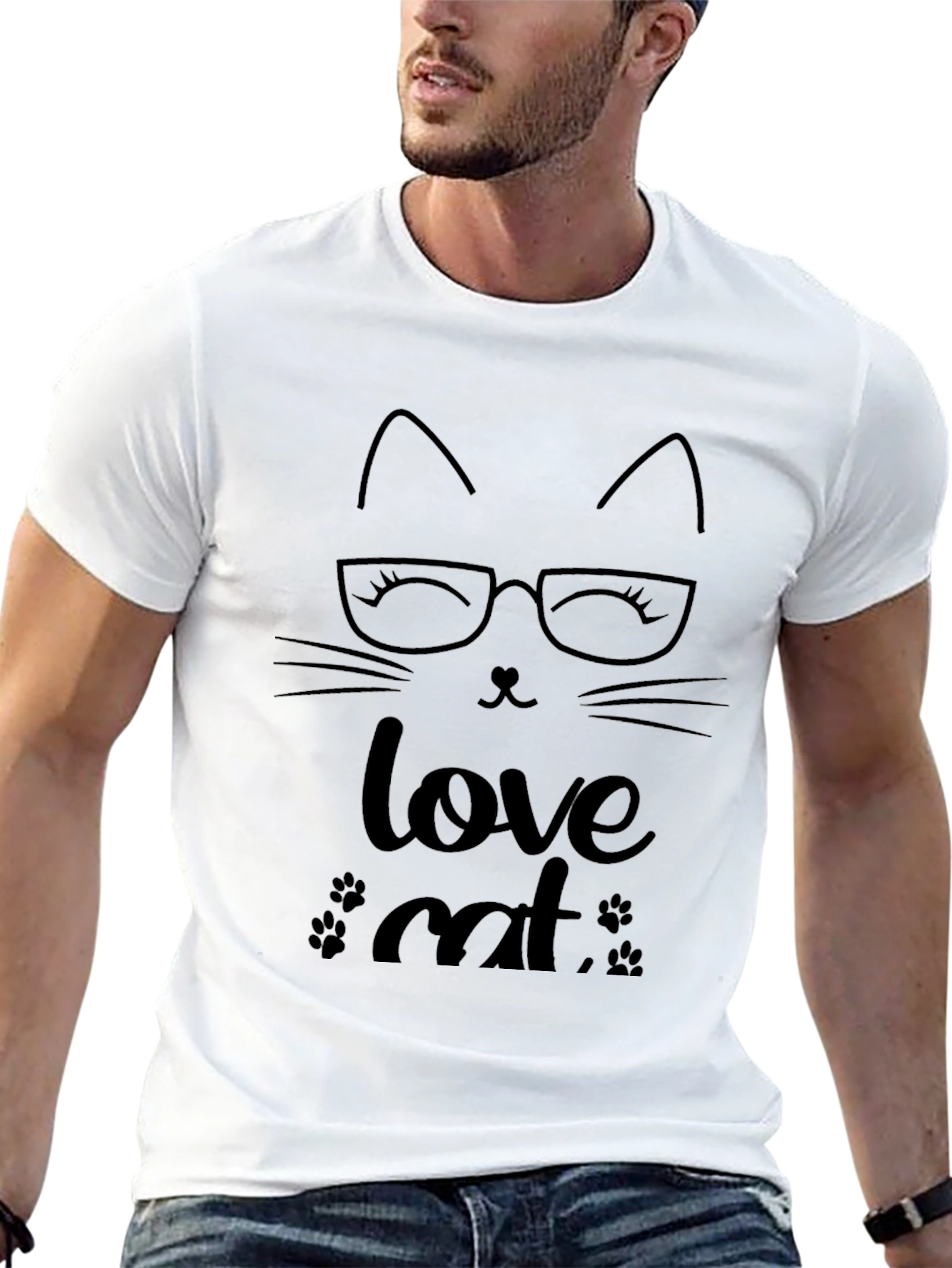 Love Cat Graphic Tee - Black