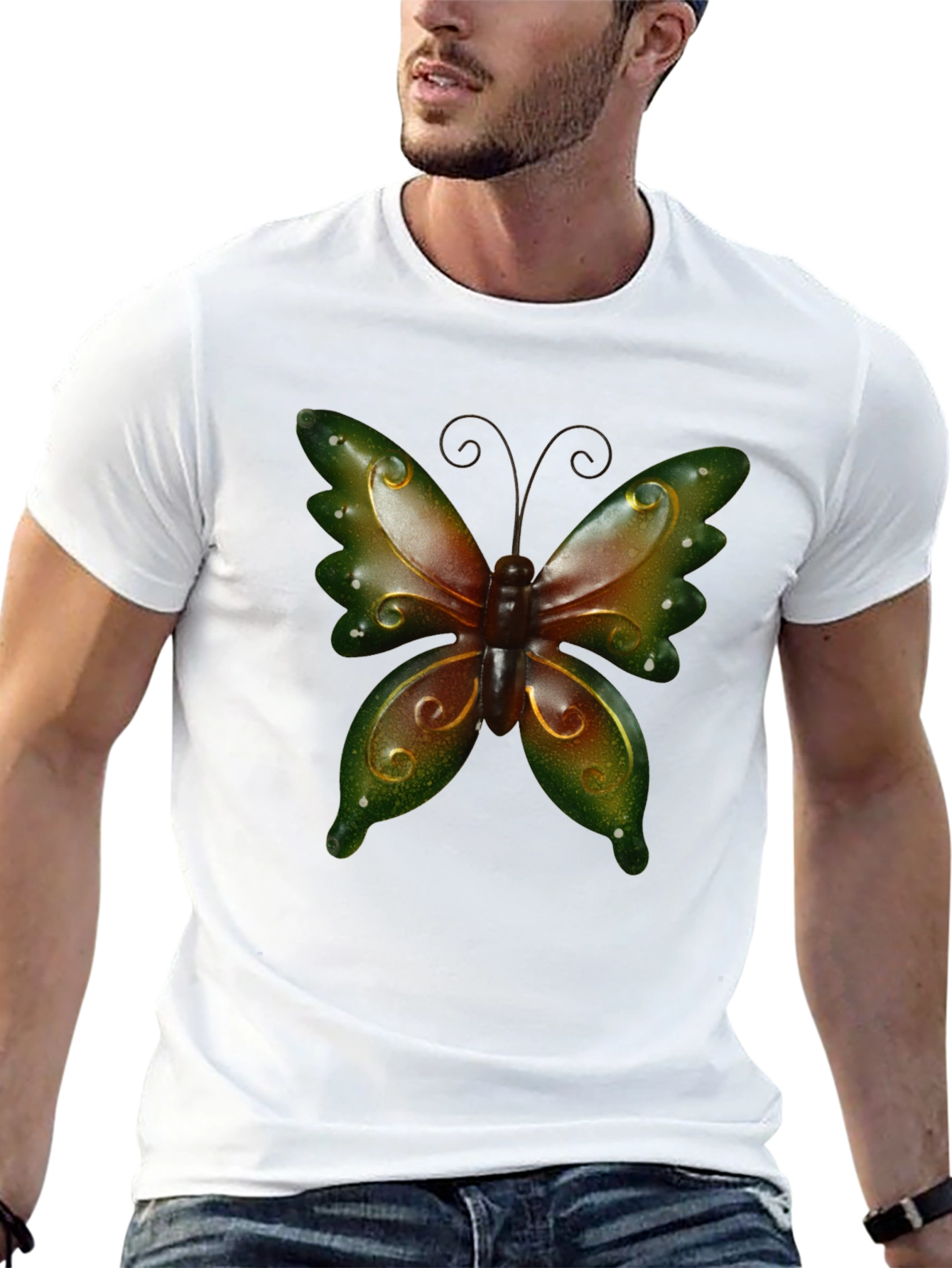 Butterfly Graphic Tee - Stylish Mens Black T-Shirt