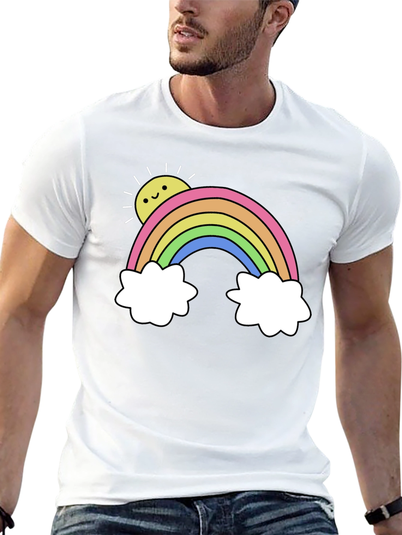 Rainbow Graphic Tee - Black Casual T-Shirt