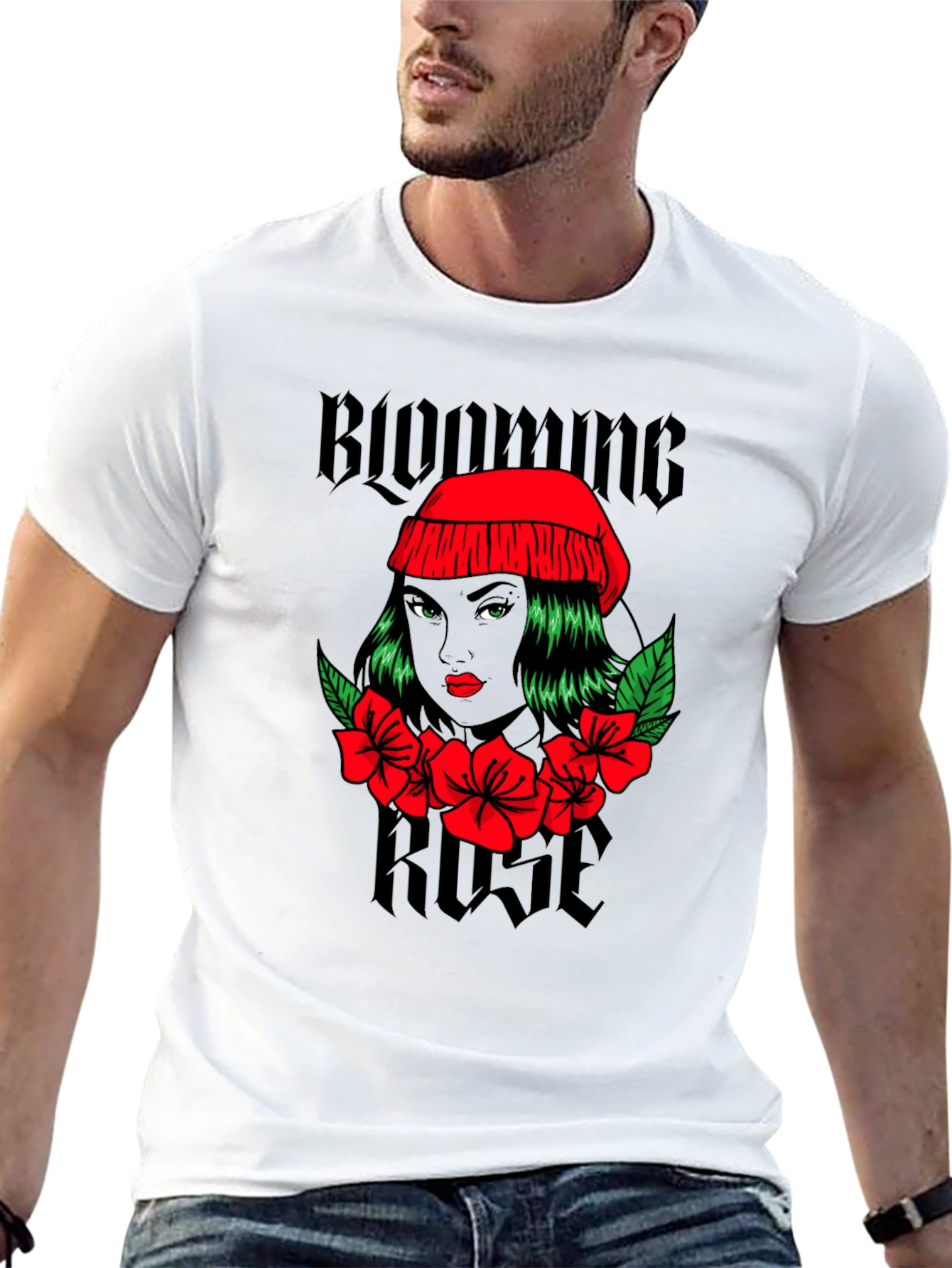 Blooming Rose Graphic Tee - Black Unisex T-Shirt