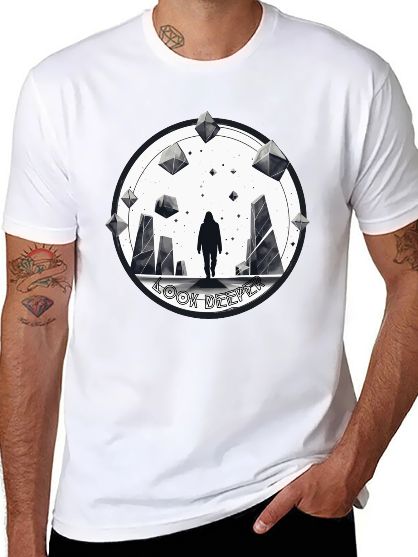 Look Deeper Graphic Tee - Stylish Black T-Shirt