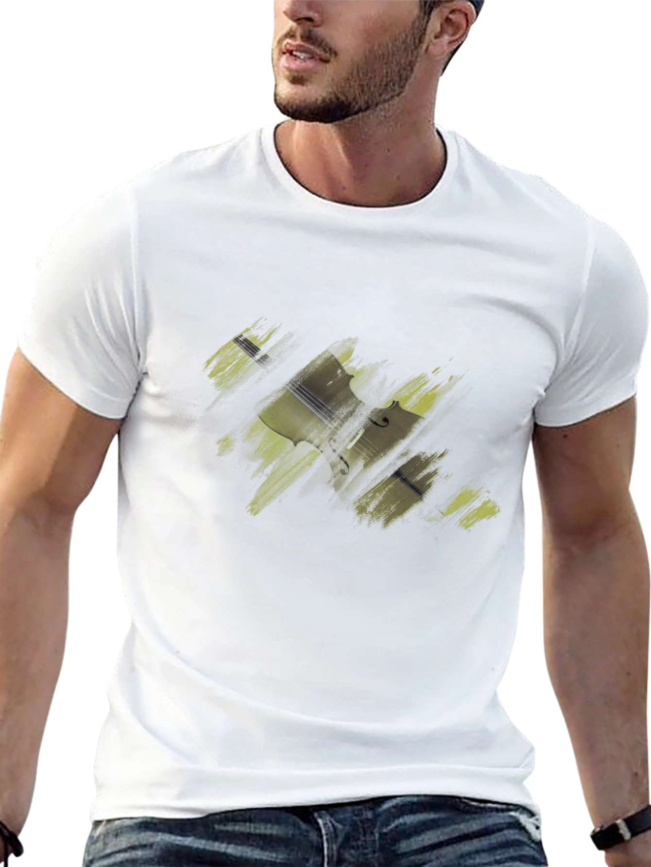 Abstract Cello Graphic Tee - Modern Art Style