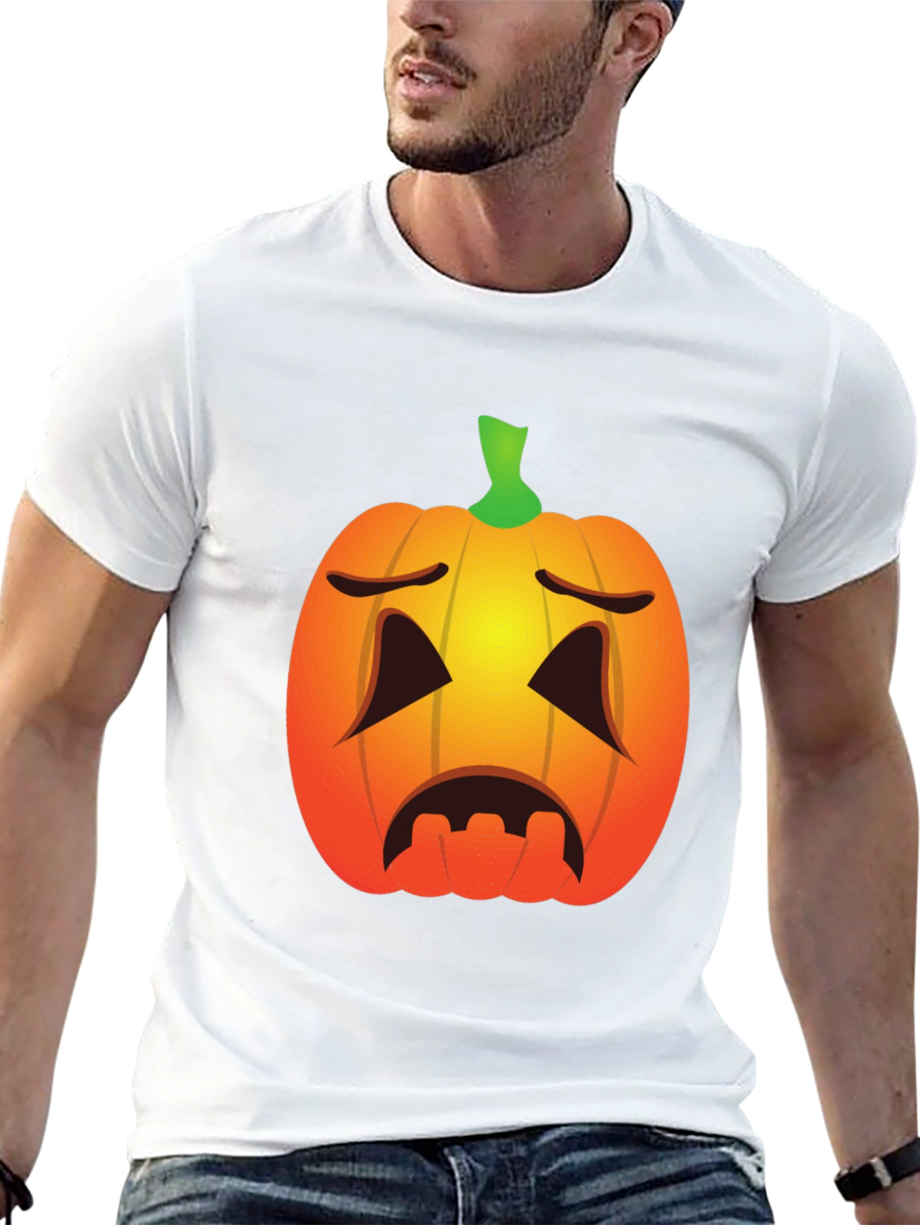 Sad Pumpkin Face Halloween T-Shirt