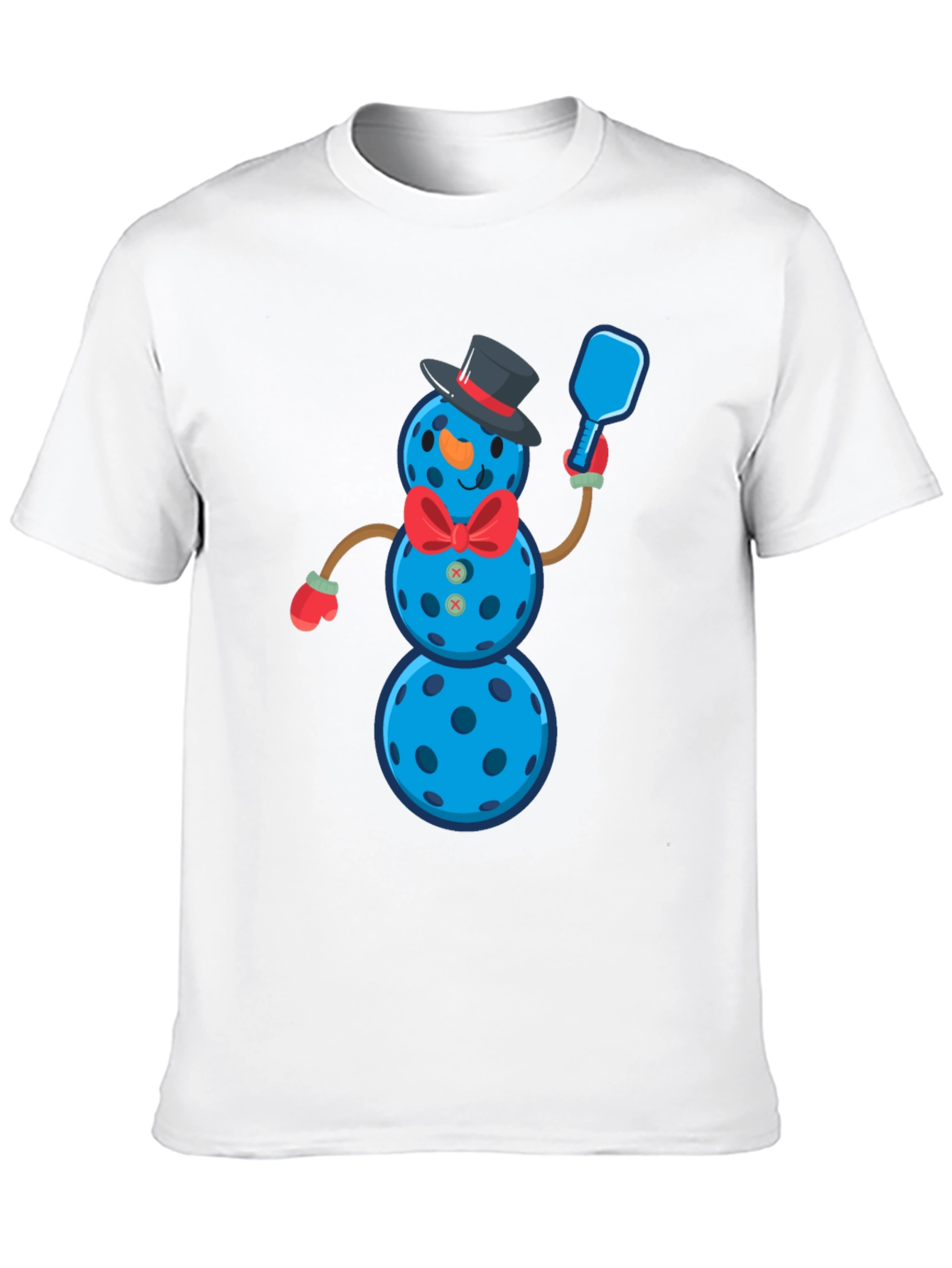 Pickleball Snowman T-Shirt - Holiday Sport Fun