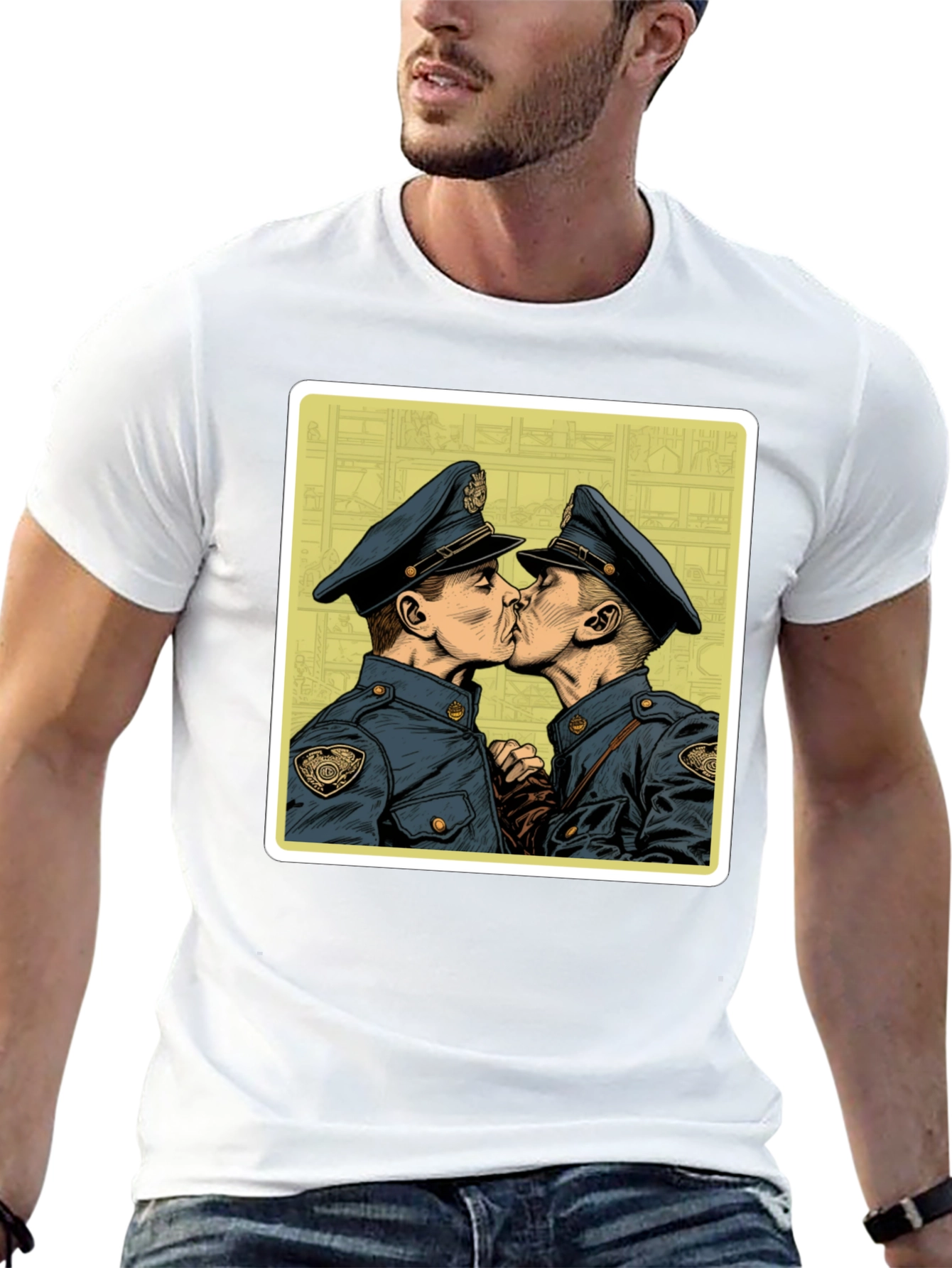 Graphic Tee - Two Kissing Policemen