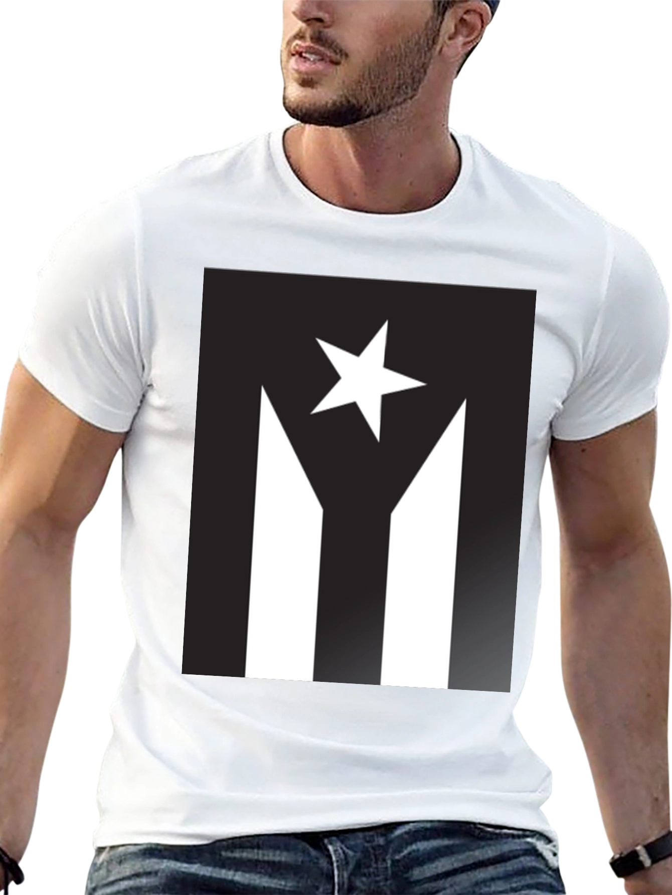 Puerto Rico Flag Inspired Black T-Shirt