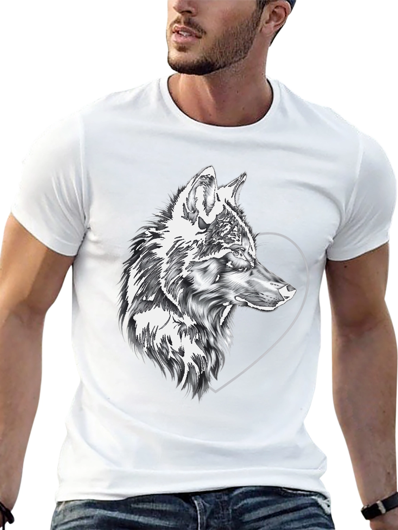 Wolf & Heart Graphic Black Tee