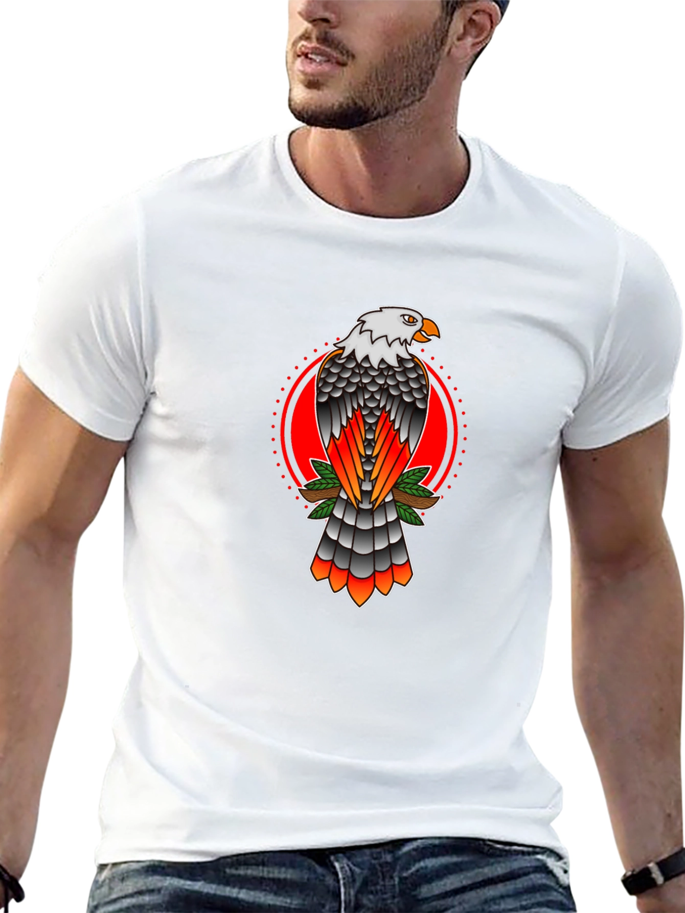 Eagle Graphic Print Crew Neck T-Shirt