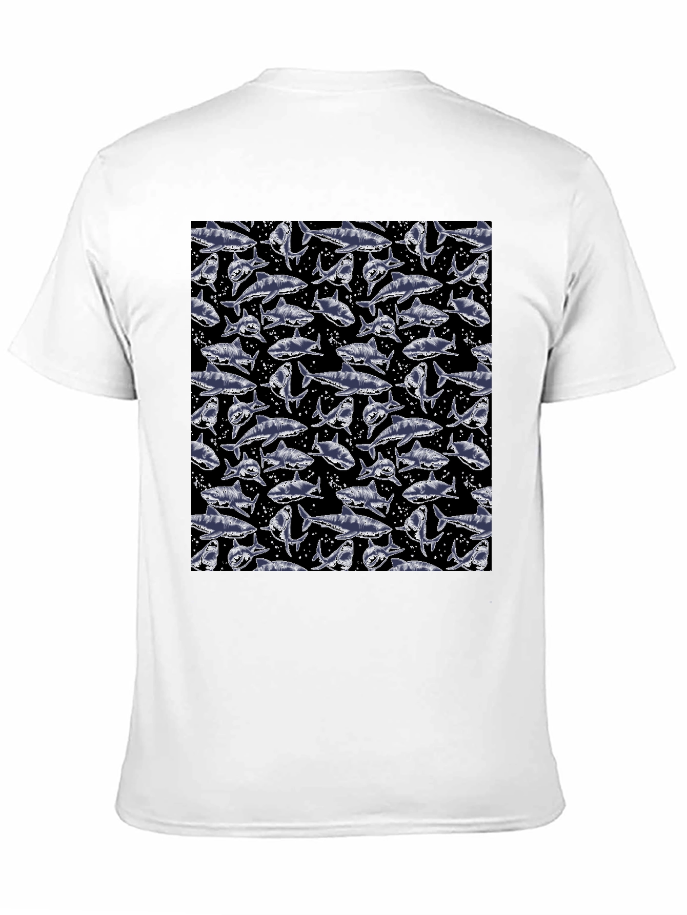 Shark Print Crew Neck T-Shirt - Mens Fashion