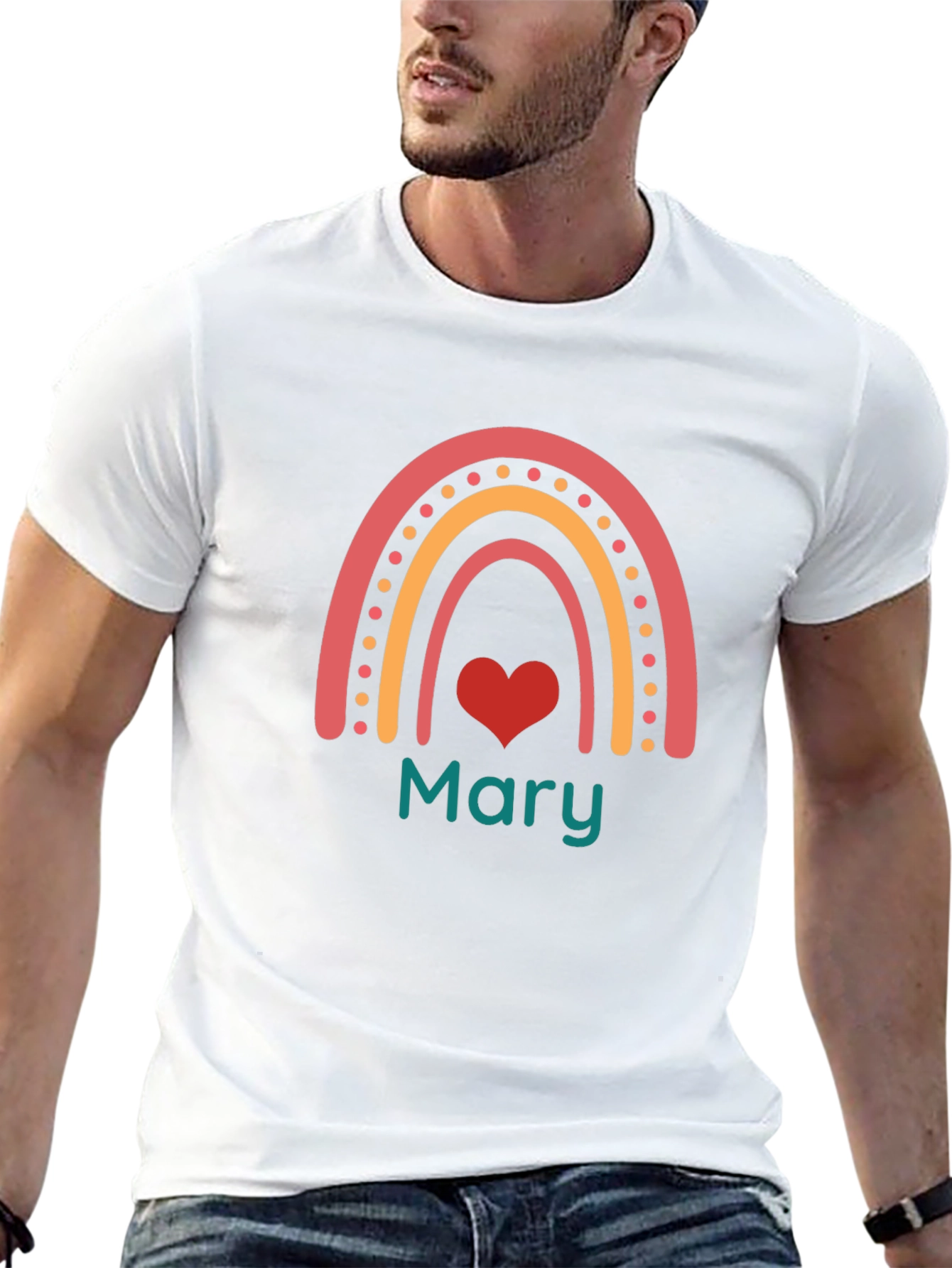 Personalized Rainbow Mary Heart T-Shirt