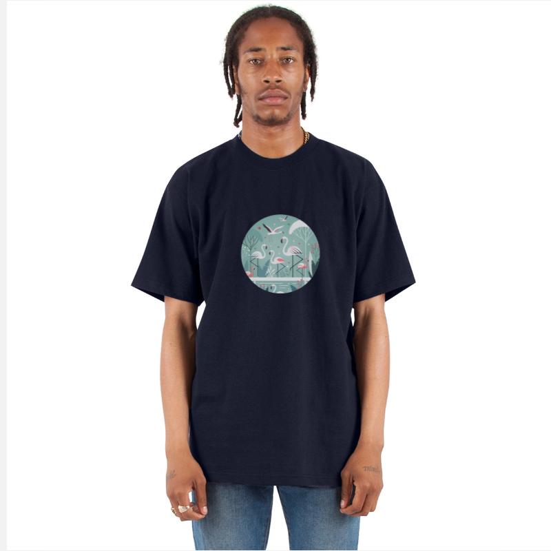 Flamingo illustration in a tropical setting