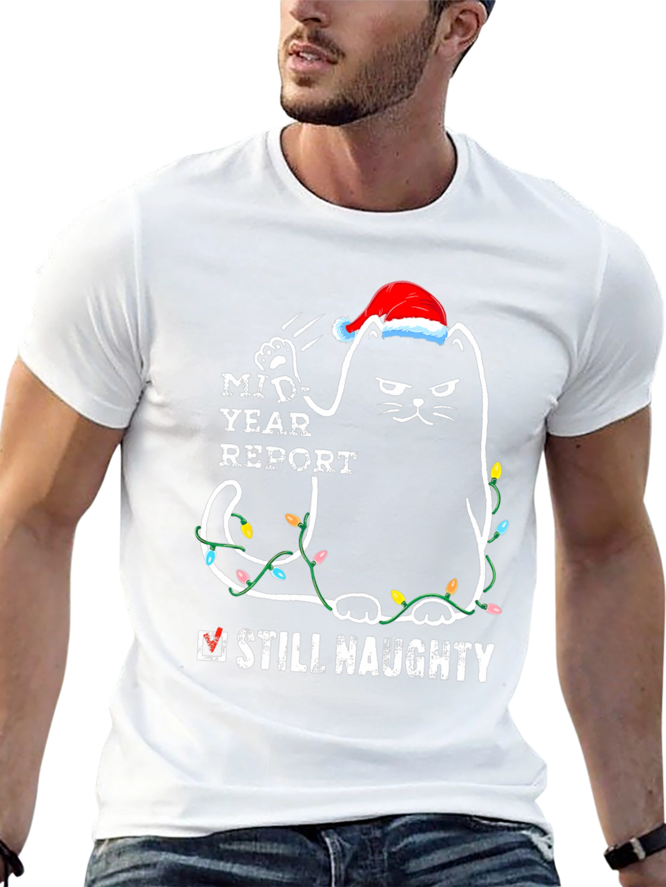 Naughty Cat Christmas T-Shirt