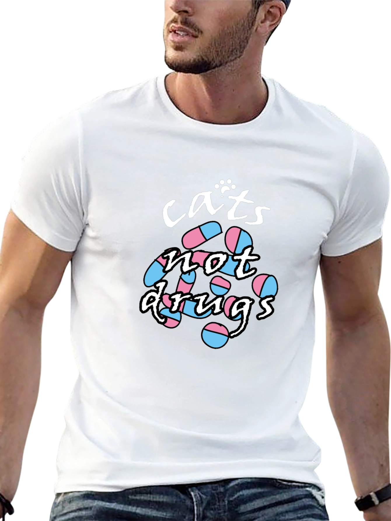 Cats Not Drugs T-Shirt - Funny Graphic Tee