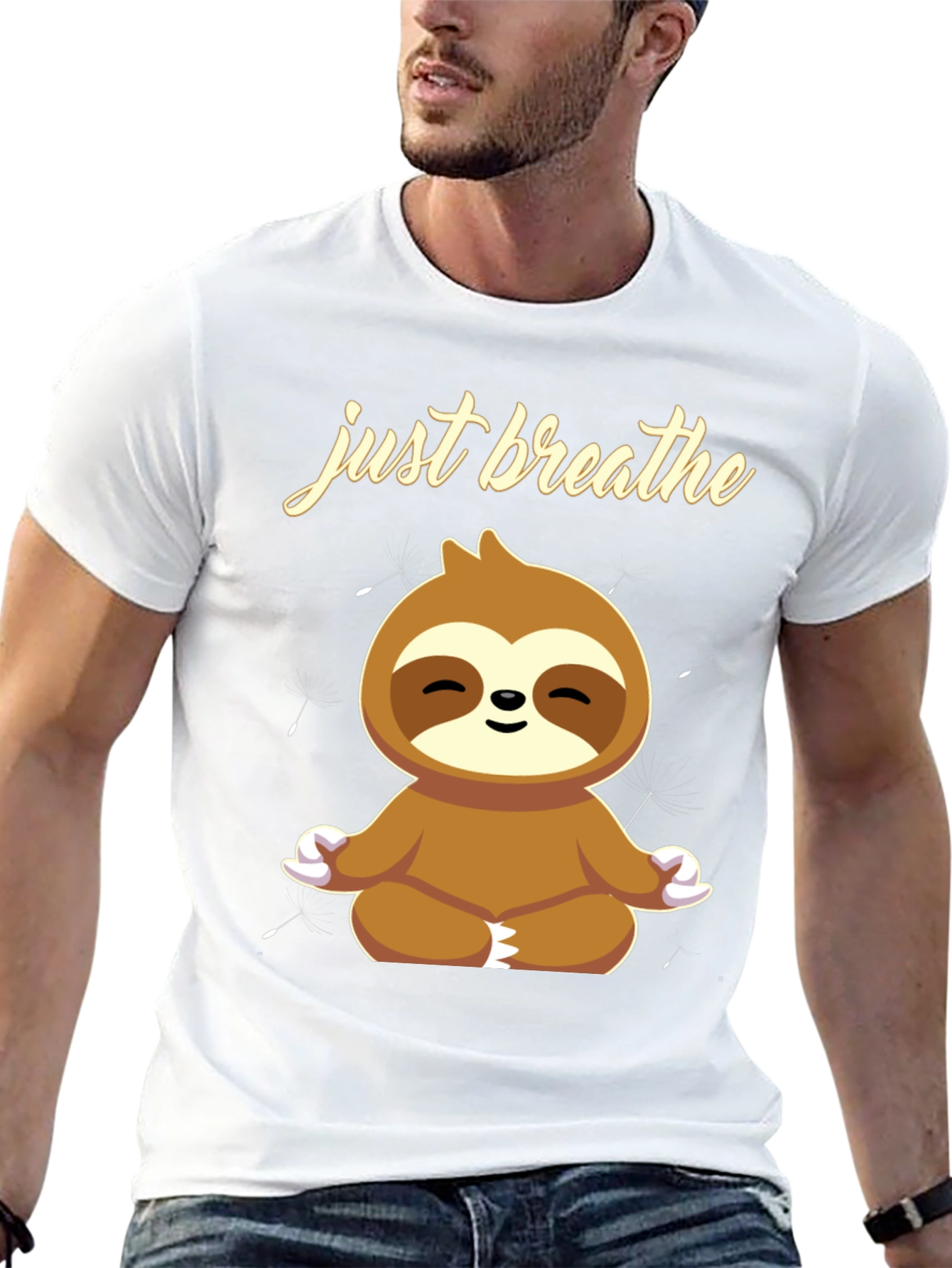 Just Breathe Sloth Graphic T-Shirt