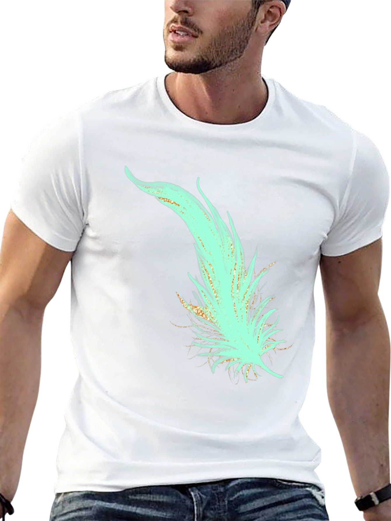 Feather Graphic T-Shirt - Stylish Black Tee