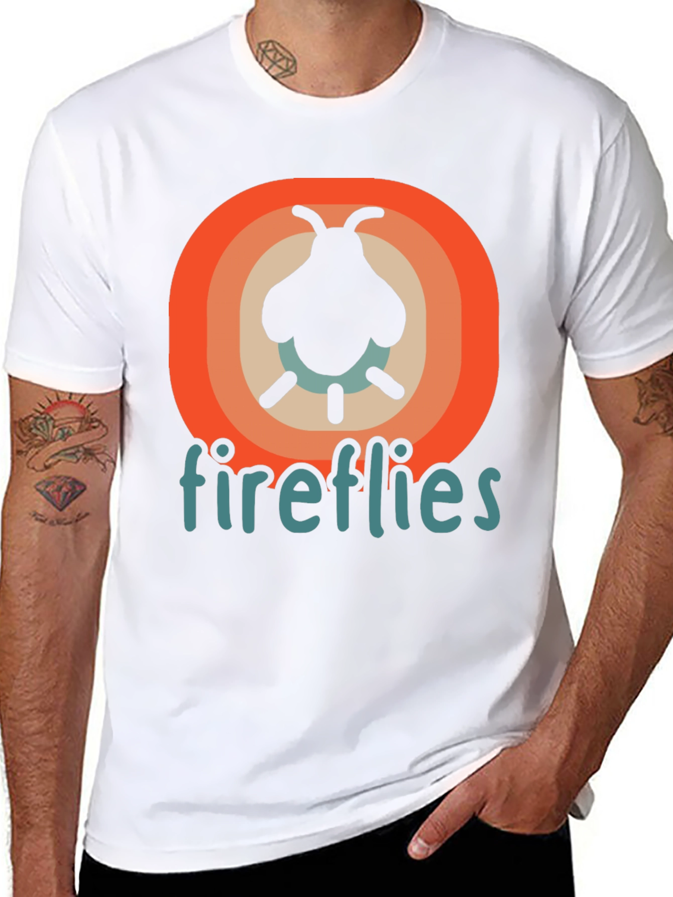 Retro Fireflies Graphic Tee - Cool Insect Shirt