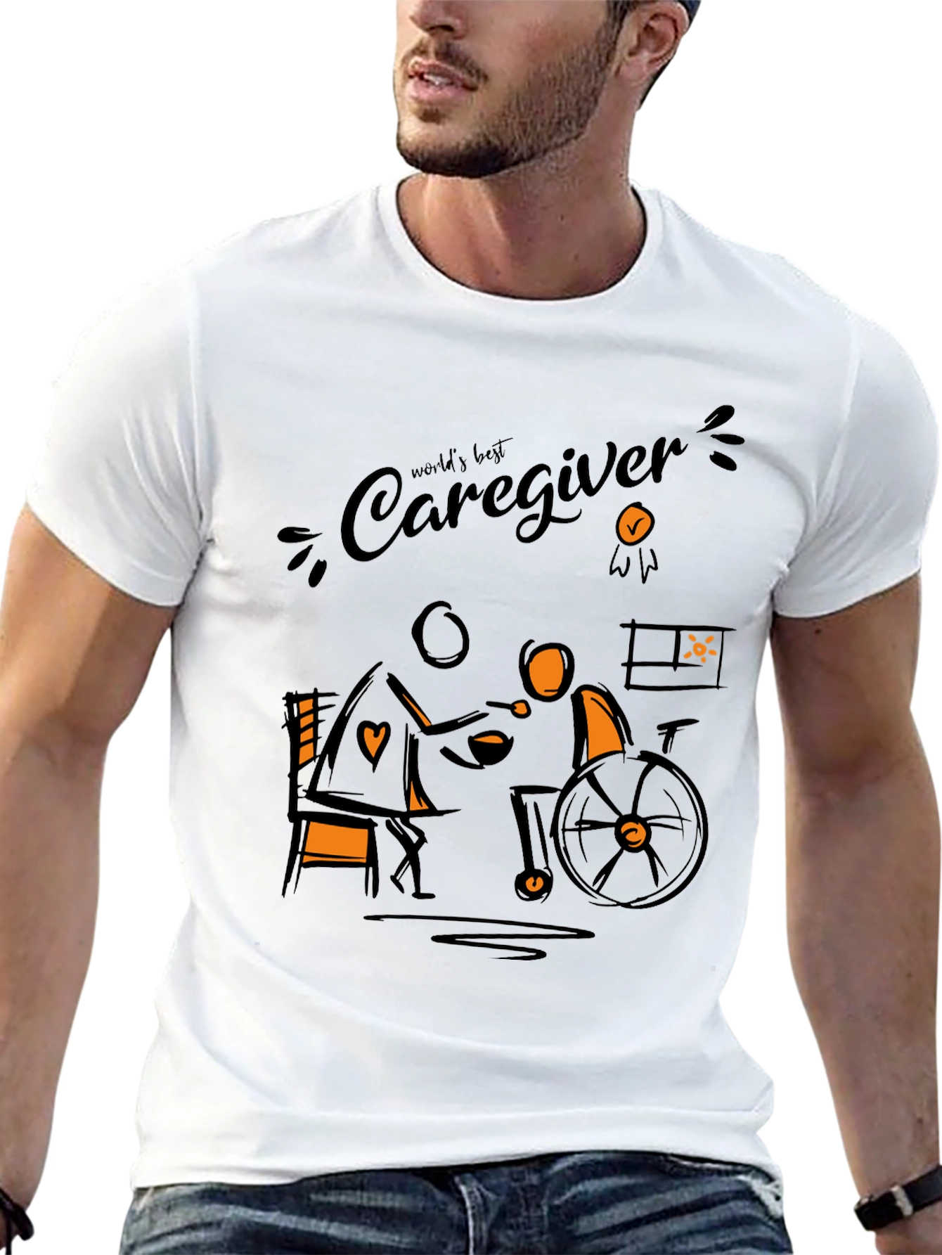 Worlds Best Caregiver T-Shirt - Black