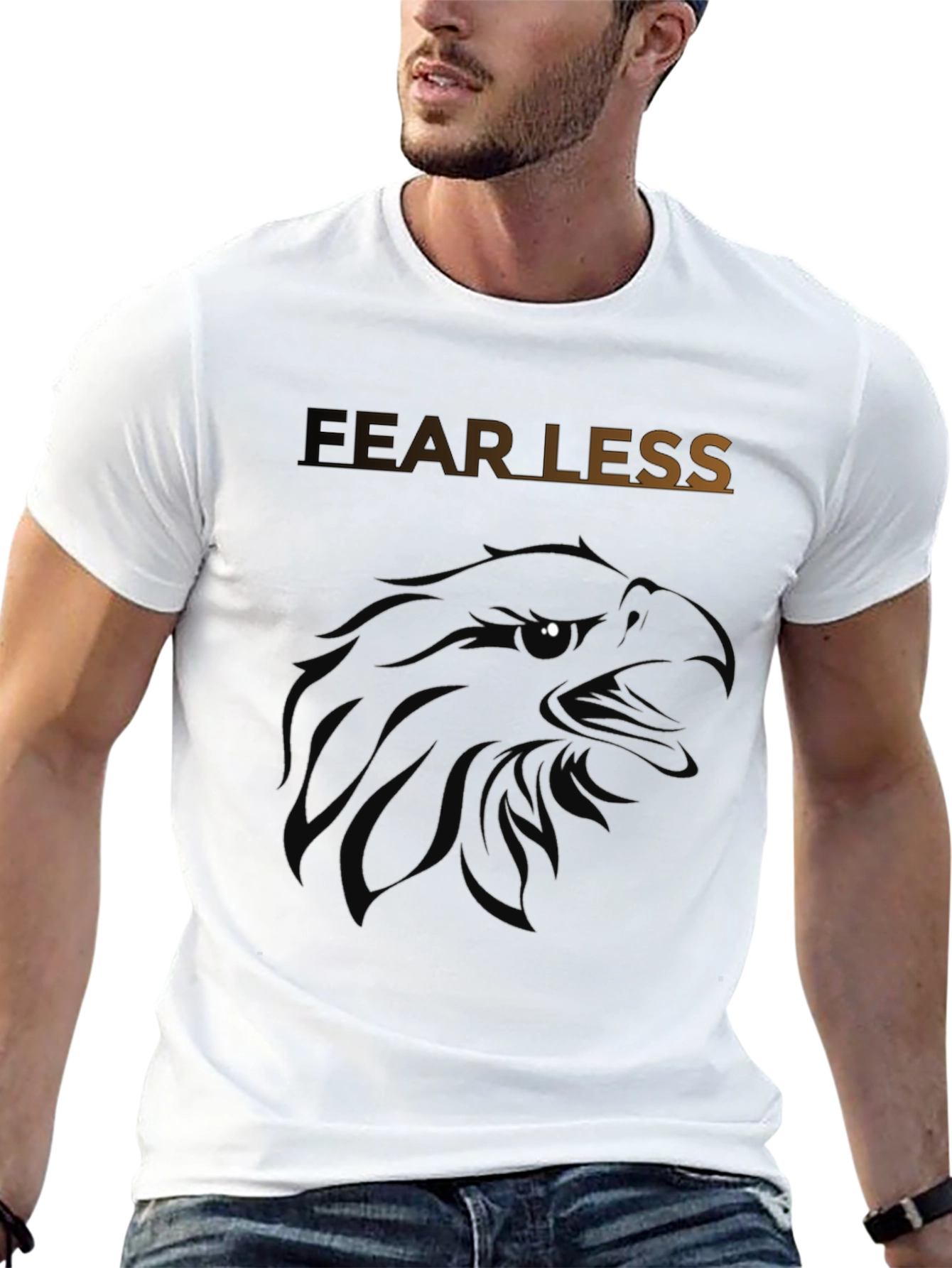 Fearless Eagle Graphic Tee - Black Cotton Blend