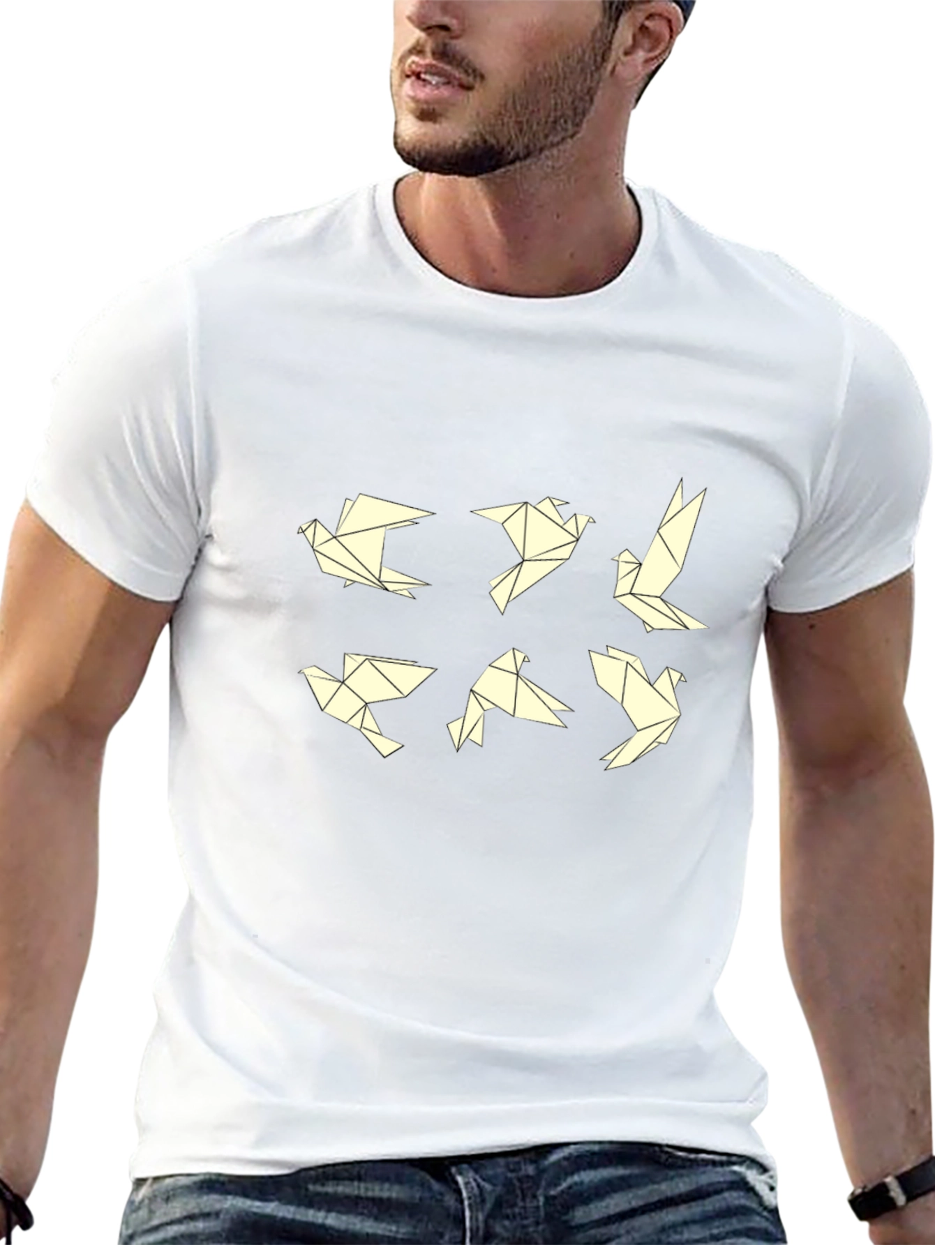 Origami Birds Black T-Shirt