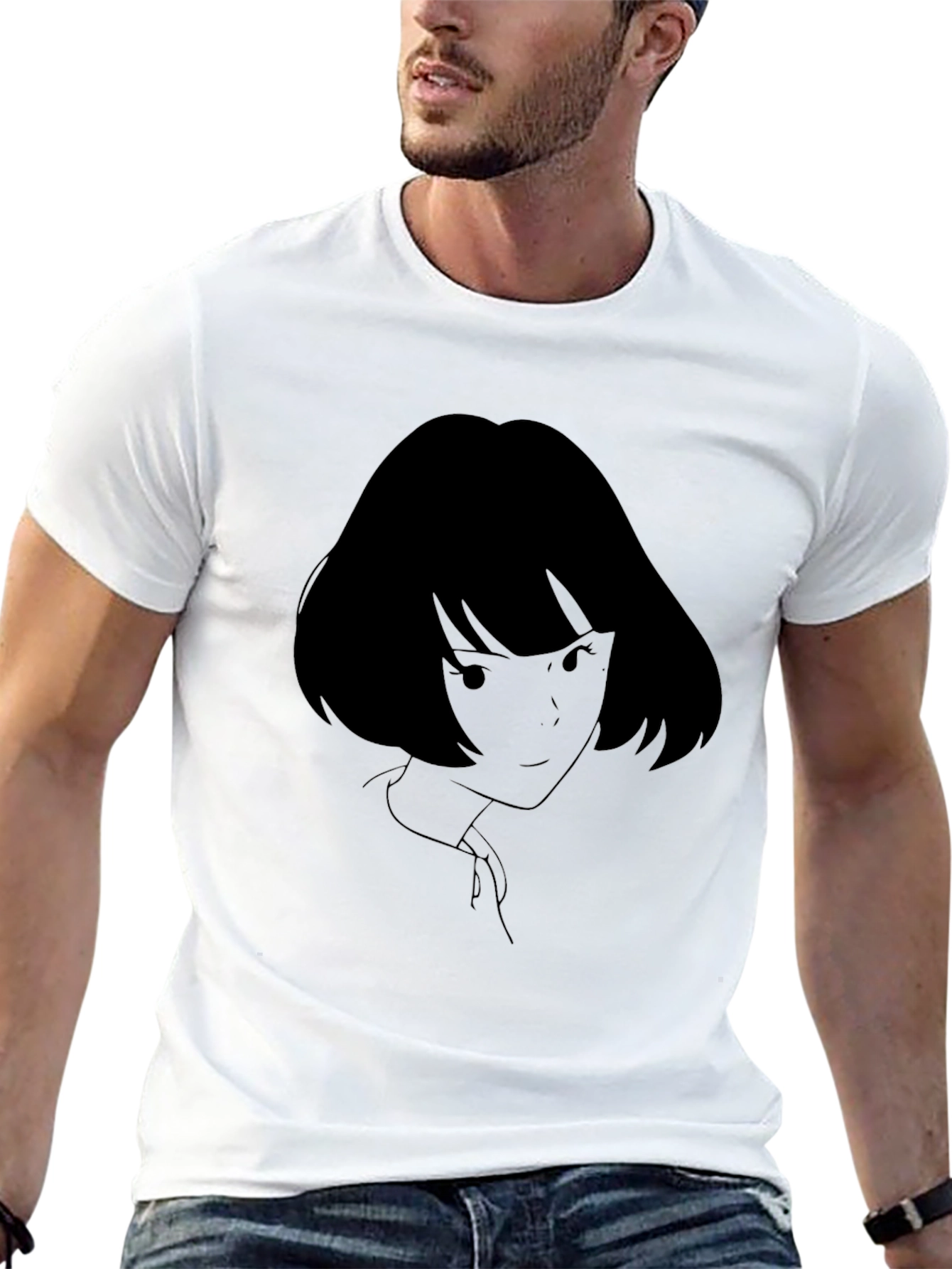 Anime Girl Graphic Black T-Shirt