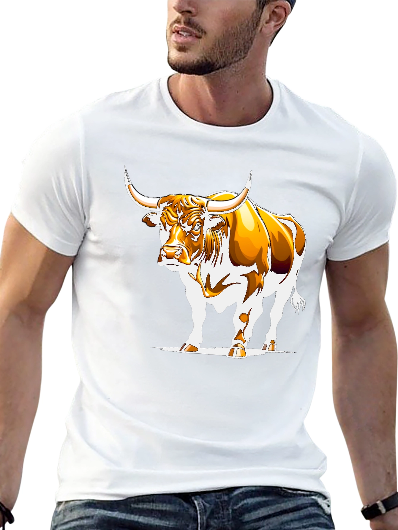 Bull Graphic Black T-Shirt - Bold Animal Design
