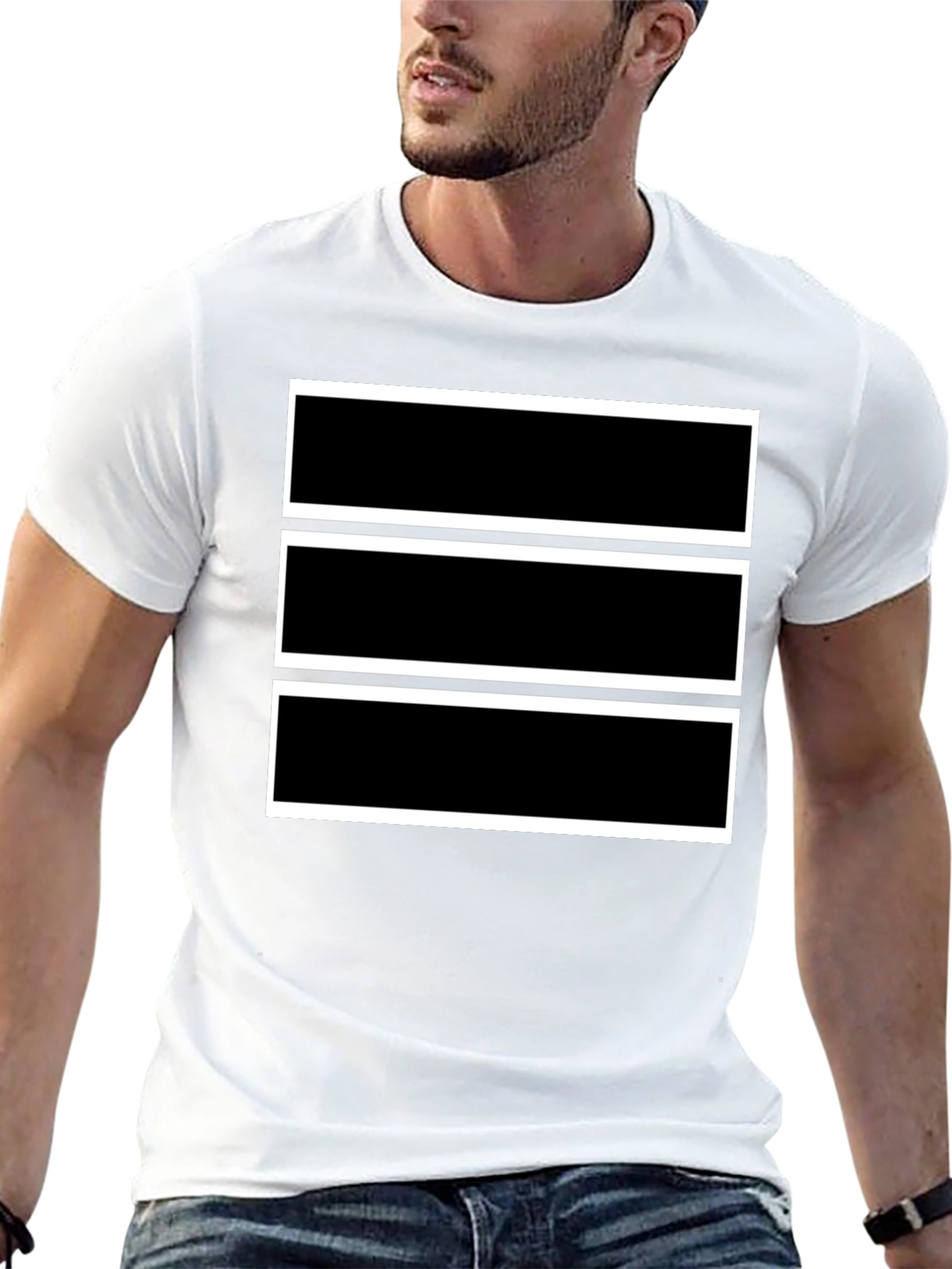 Black Tee with Bold Rectangular Design