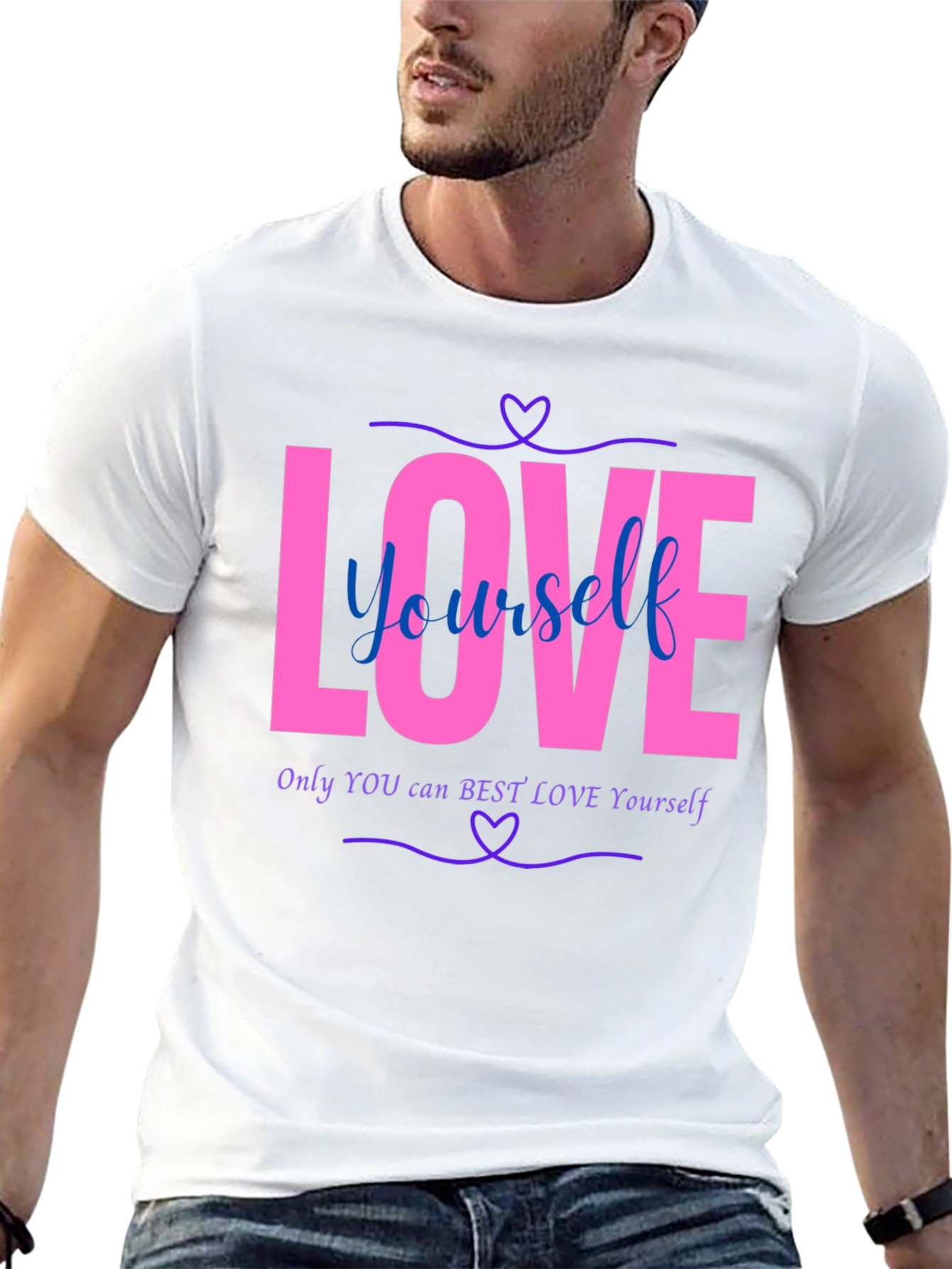 Love Yourself Graphic Tee - Black Cotton Blend