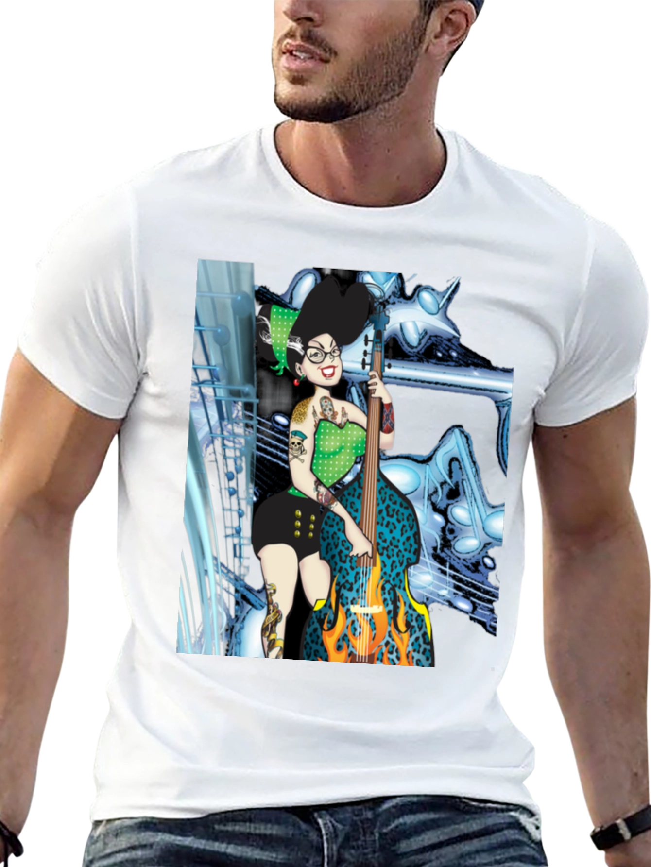 Groovy Bride of Frankenstein Bassist T-Shirt