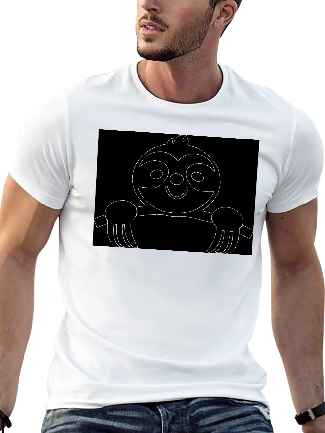 Sloth Outline Black T-Shirt