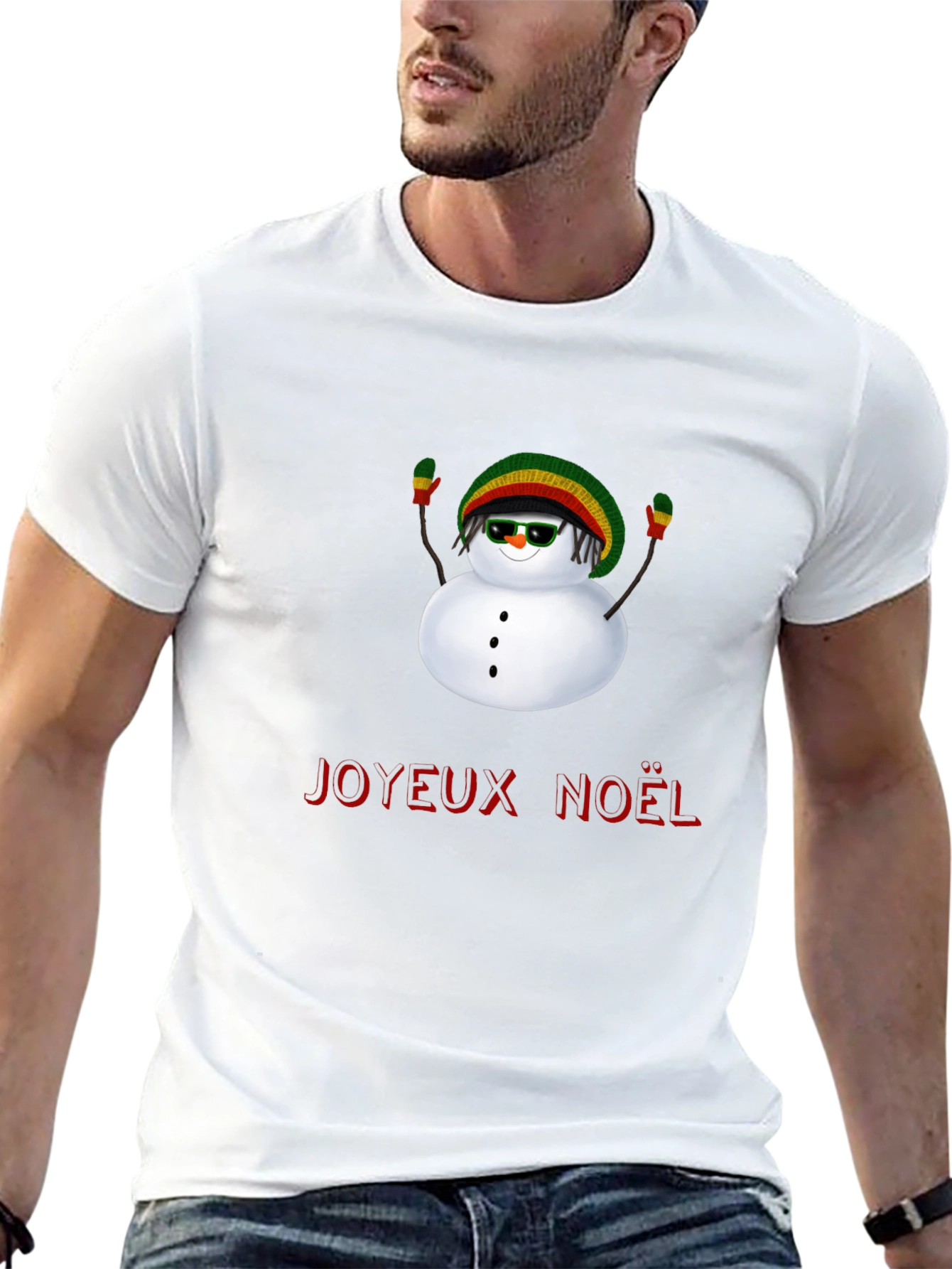 Rasta Snowman Joyeux Noel Graphic Tee