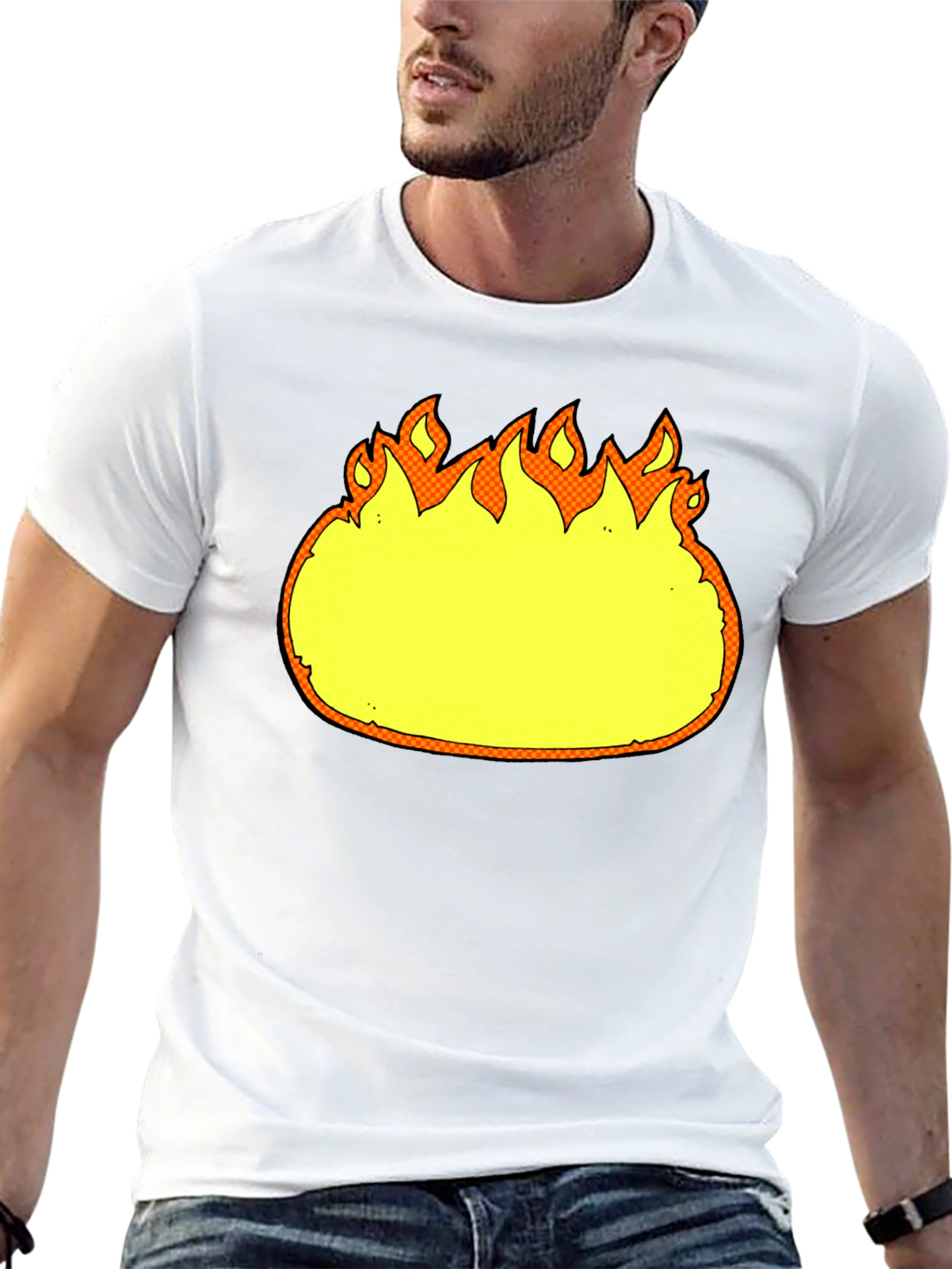 Cartoon Flames Graphic Black T-Shirt