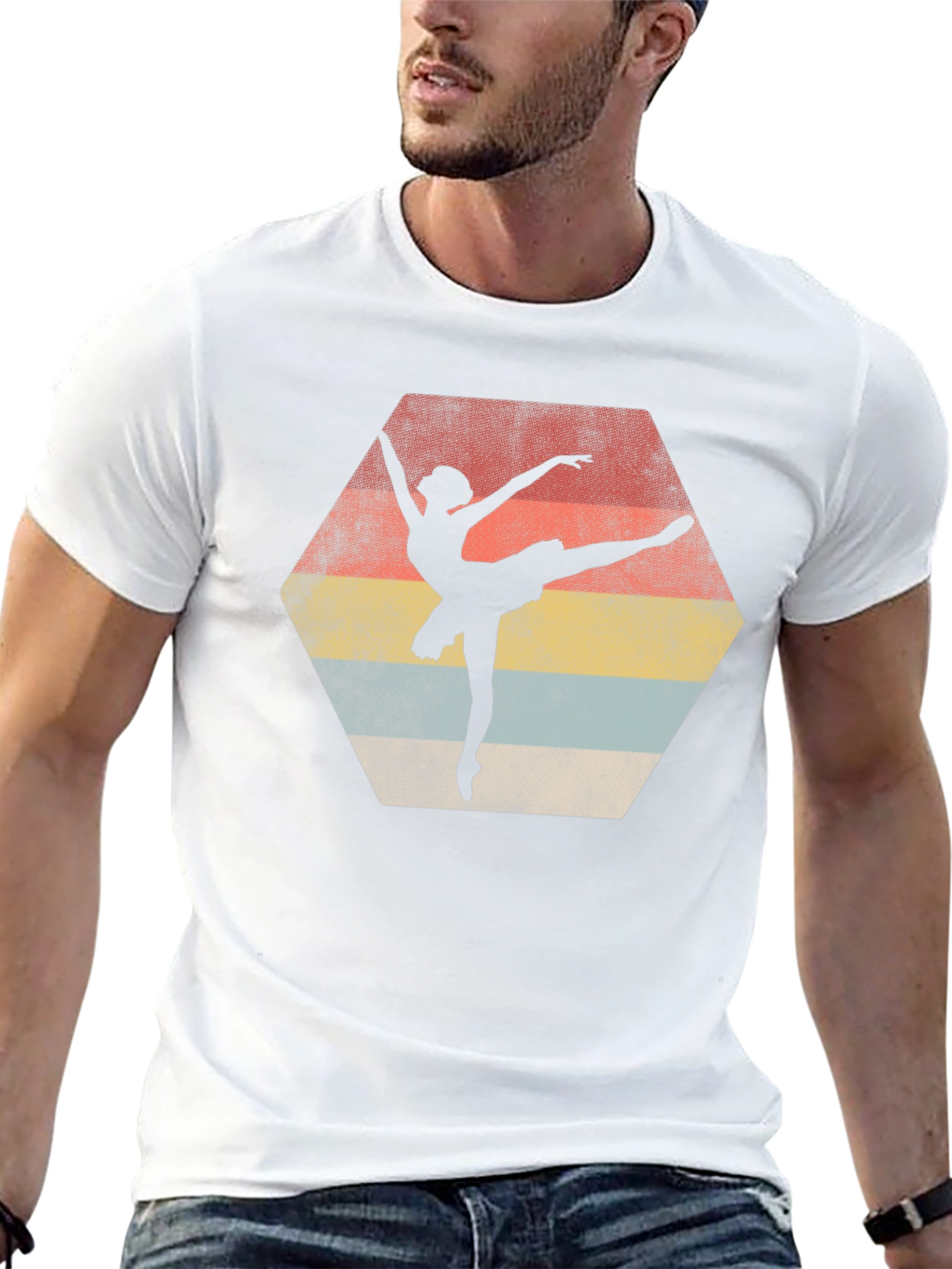 Ballet Dancer Retro Graphic Tee - Black Cotton Casual